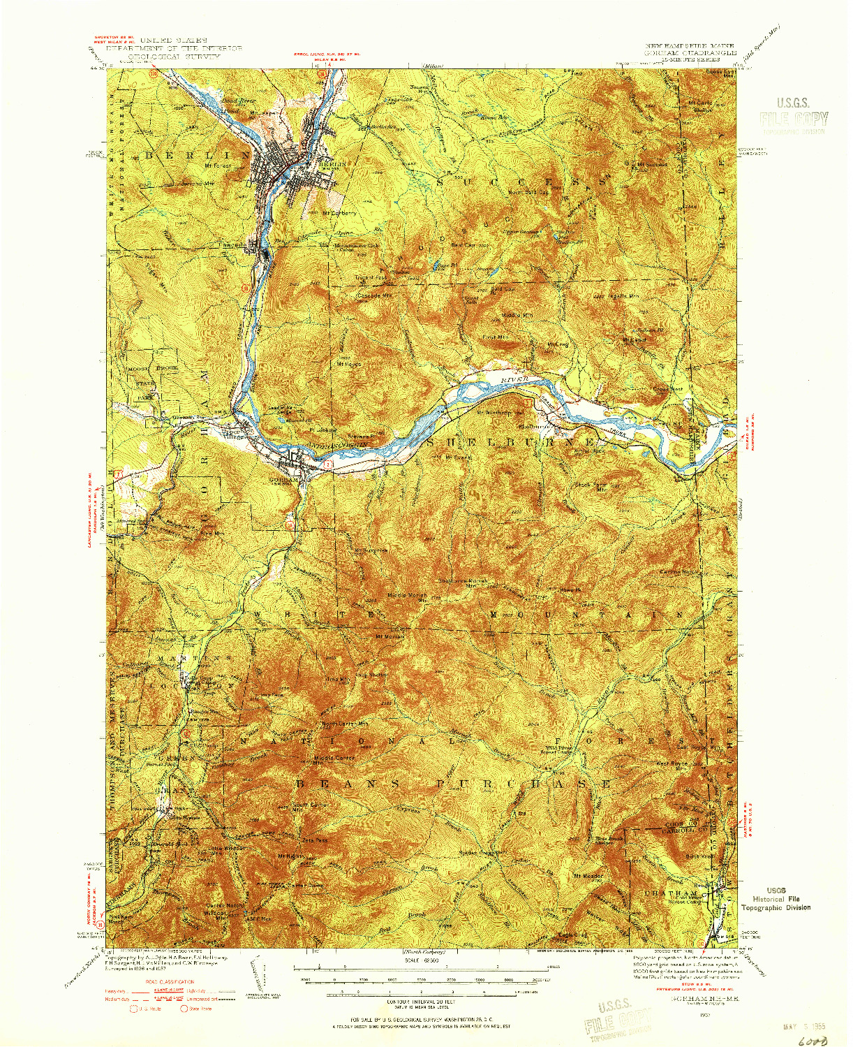 USGS 1:62500-SCALE QUADRANGLE FOR GORHAM, NH 1937