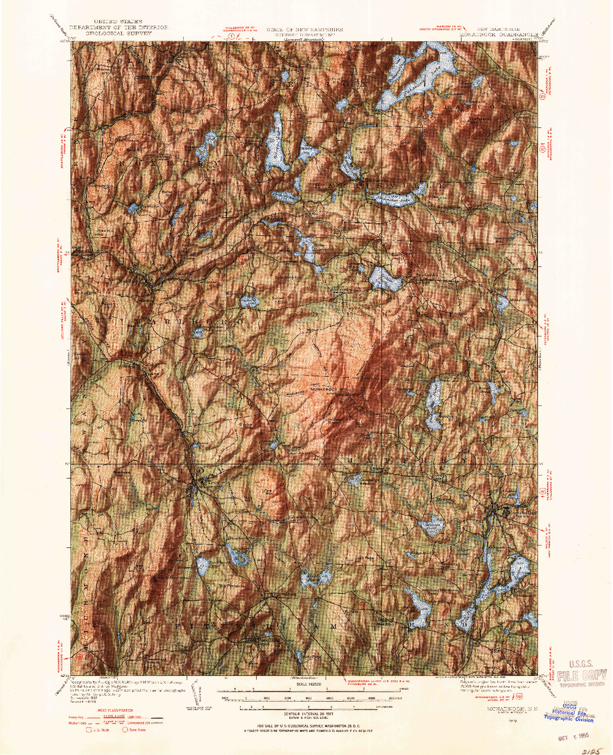 USGS 1:62500-SCALE QUADRANGLE FOR MONADNOCK, NH 1949