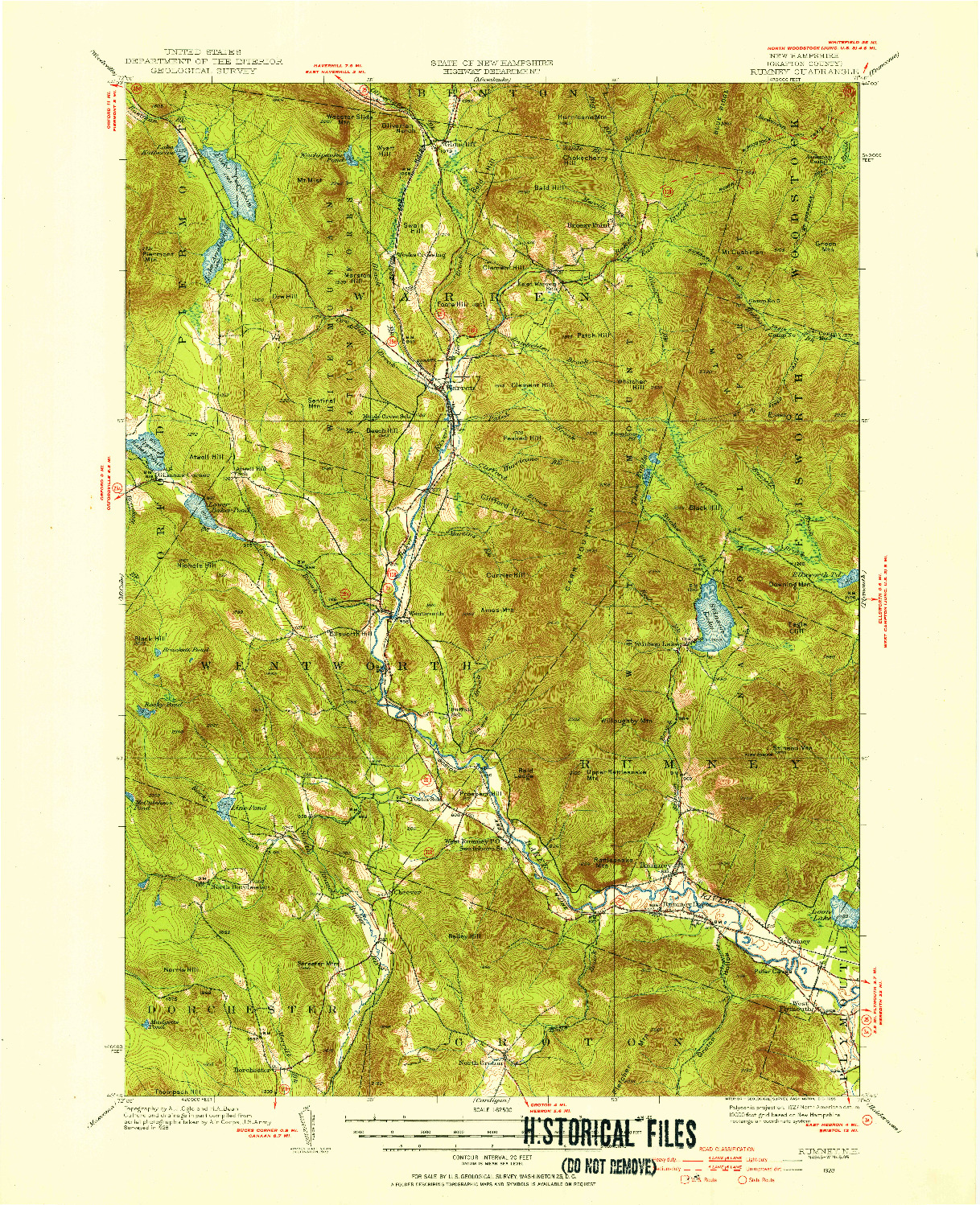 USGS 1:62500-SCALE QUADRANGLE FOR RUMNEY, NH 1928