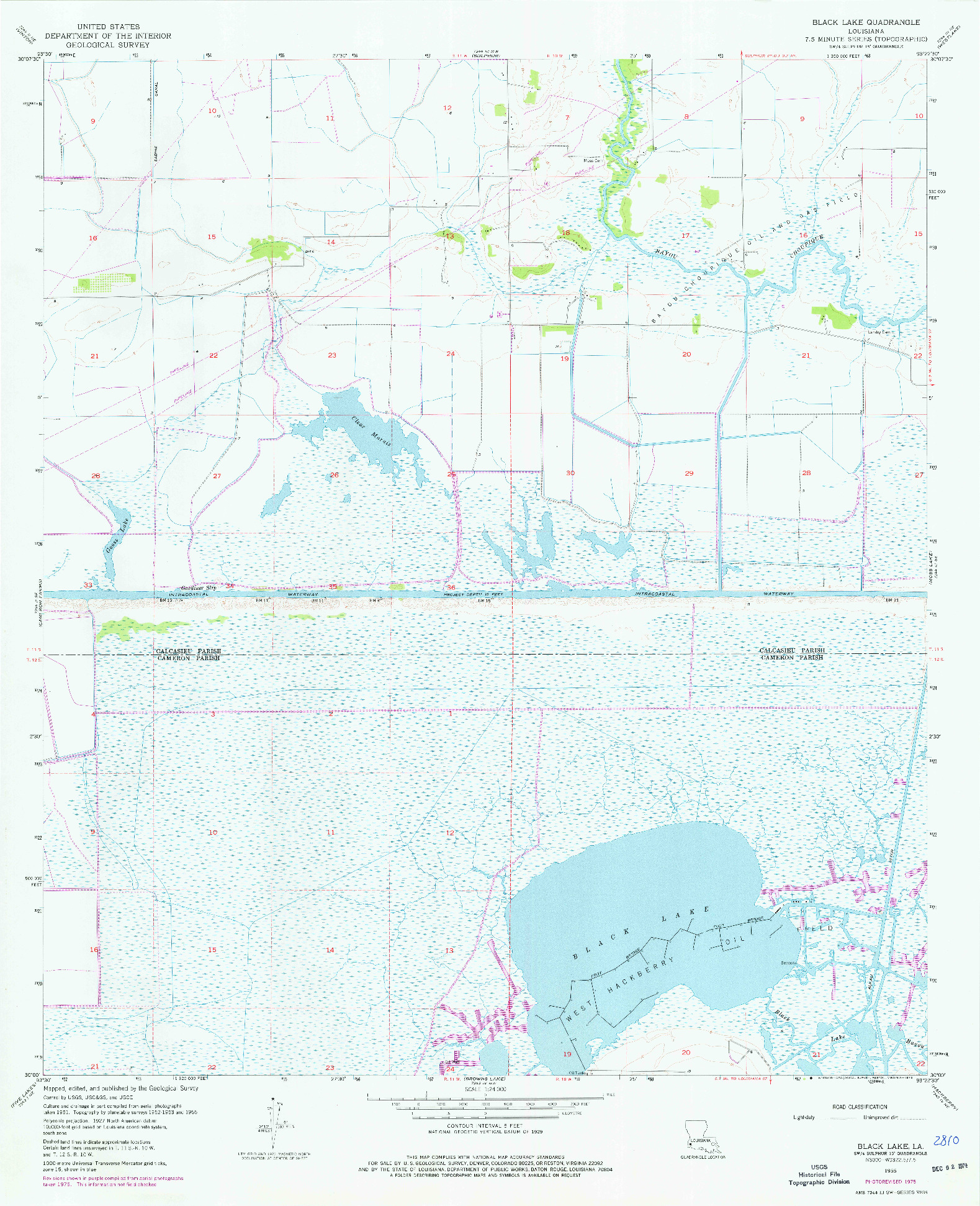 USGS 1:24000-SCALE QUADRANGLE FOR BLACK LAKE, LA 1955