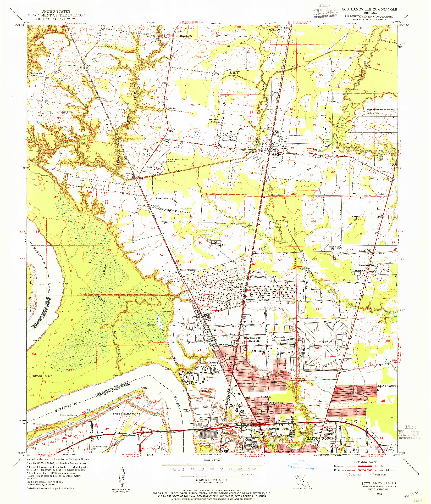 USGS 1:24000-SCALE QUADRANGLE FOR SCOTLANDVILLE, LA 1954
