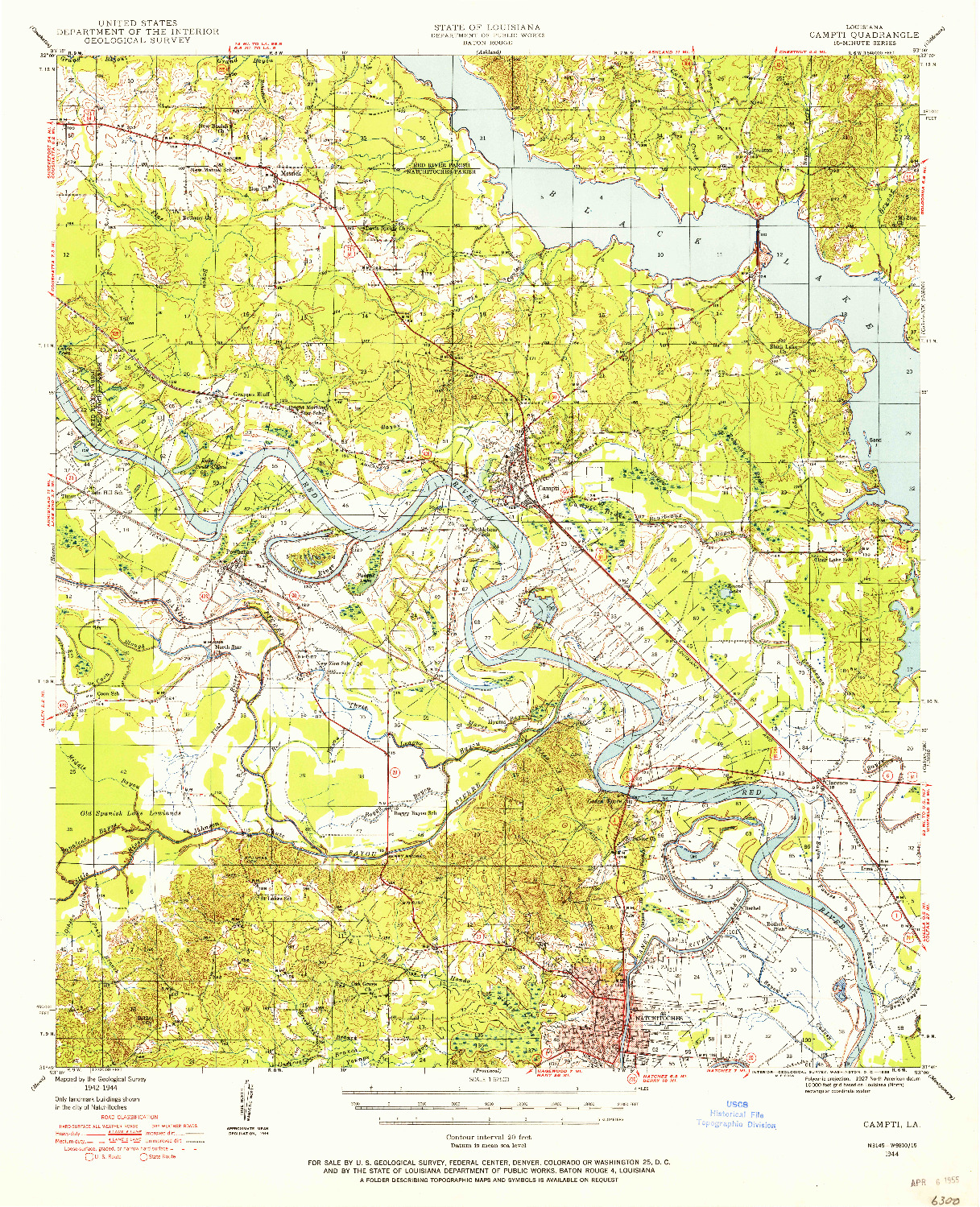 USGS 1:62500-SCALE QUADRANGLE FOR CAMPTI, LA 1944