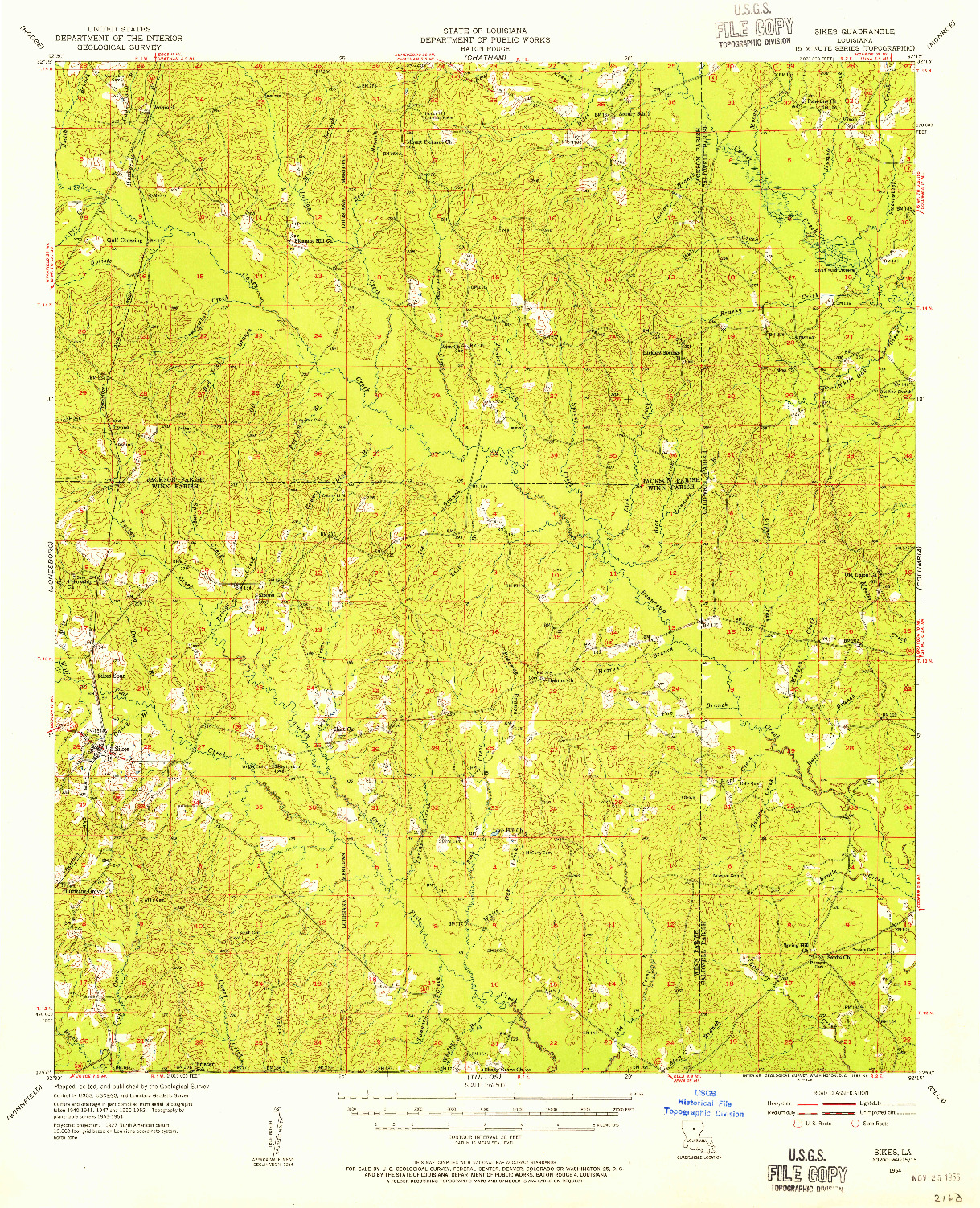 USGS 1:62500-SCALE QUADRANGLE FOR SIKES, LA 1954