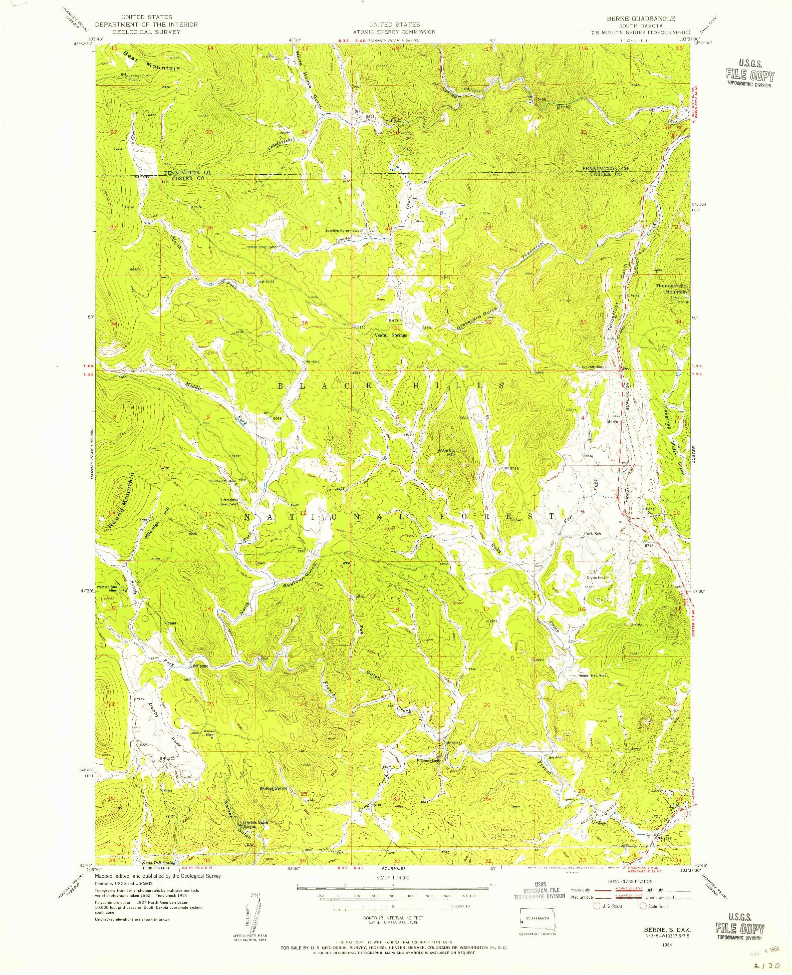 USGS 1:24000-SCALE QUADRANGLE FOR BERNE, SD 1954