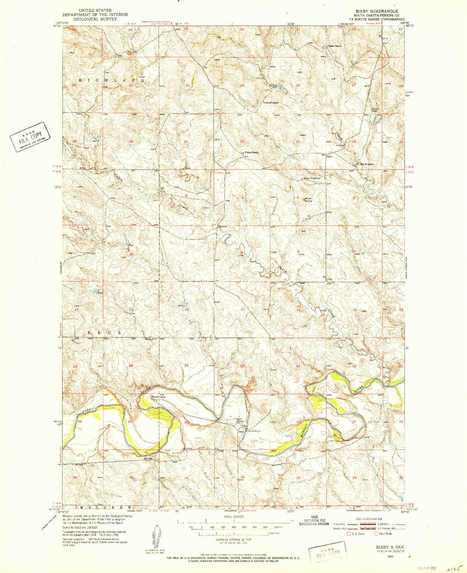 USGS 1:24000-SCALE QUADRANGLE FOR BIXBY, SD 1951
