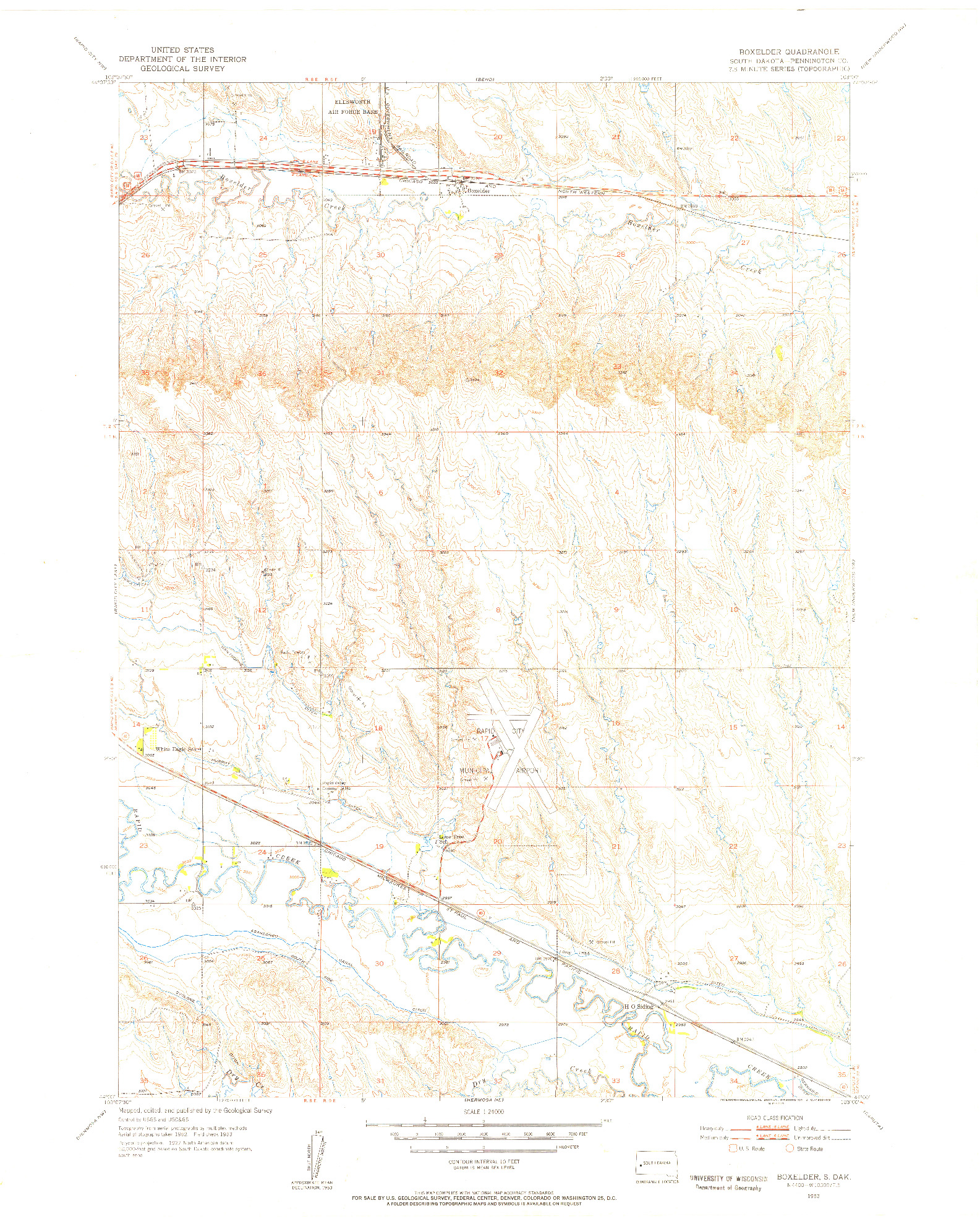 USGS 1:24000-SCALE QUADRANGLE FOR BOX ELDER, SD 1953