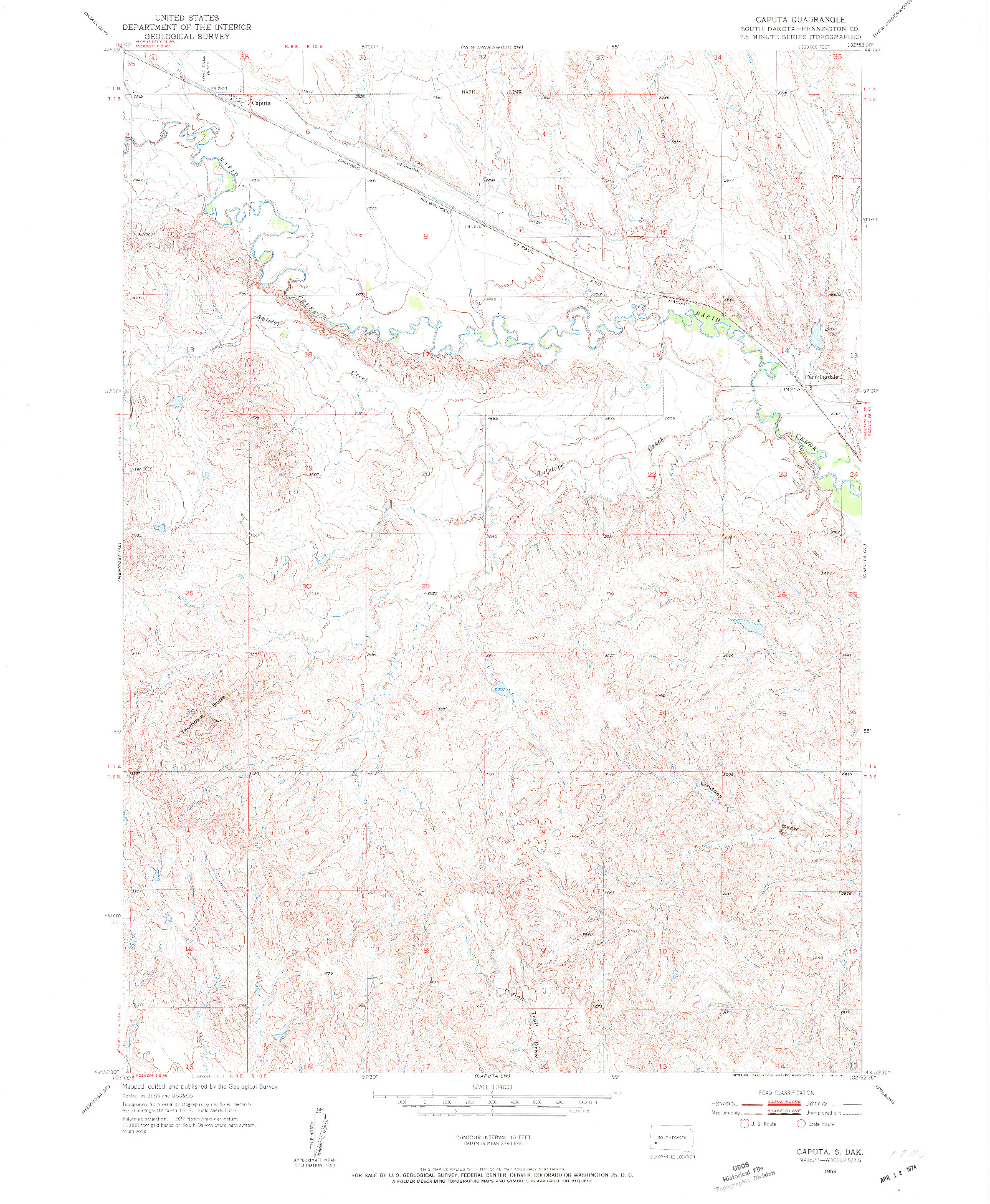 USGS 1:24000-SCALE QUADRANGLE FOR CAPUTA, SD 1953