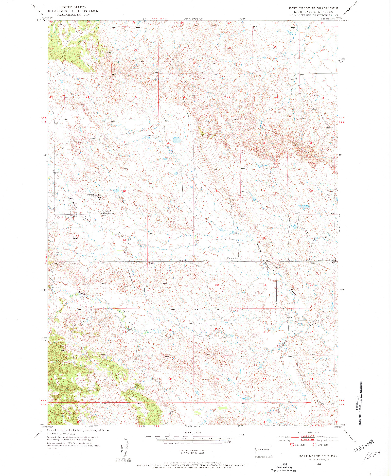 USGS 1:24000-SCALE QUADRANGLE FOR FORT MEADE SE, SD 1953