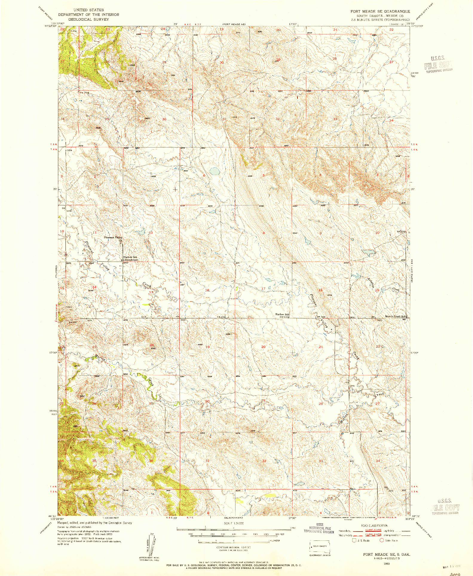 USGS 1:24000-SCALE QUADRANGLE FOR FORT MEADE SE, SD 1953