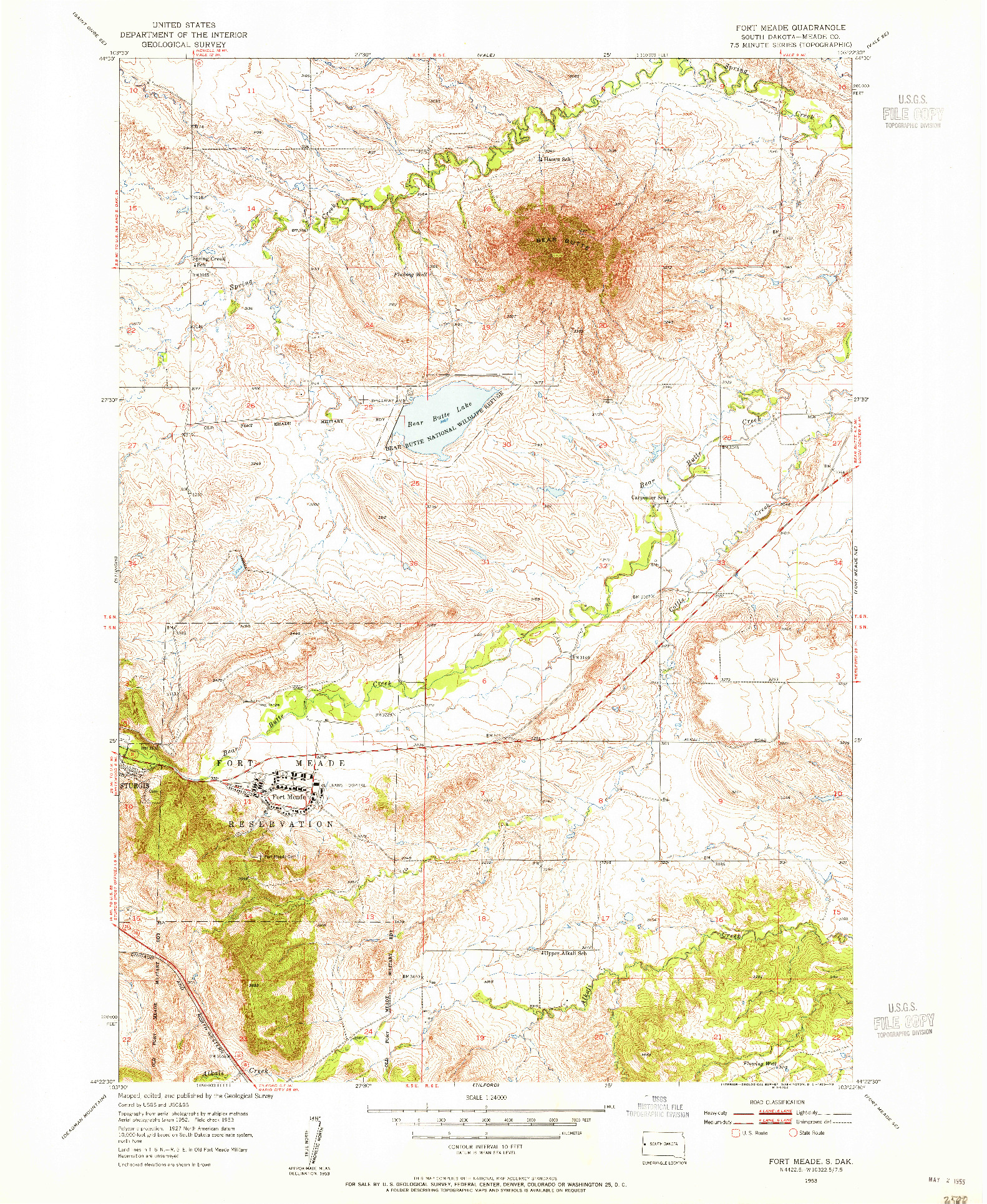 USGS 1:24000-SCALE QUADRANGLE FOR FORT MEADE, SD 1953