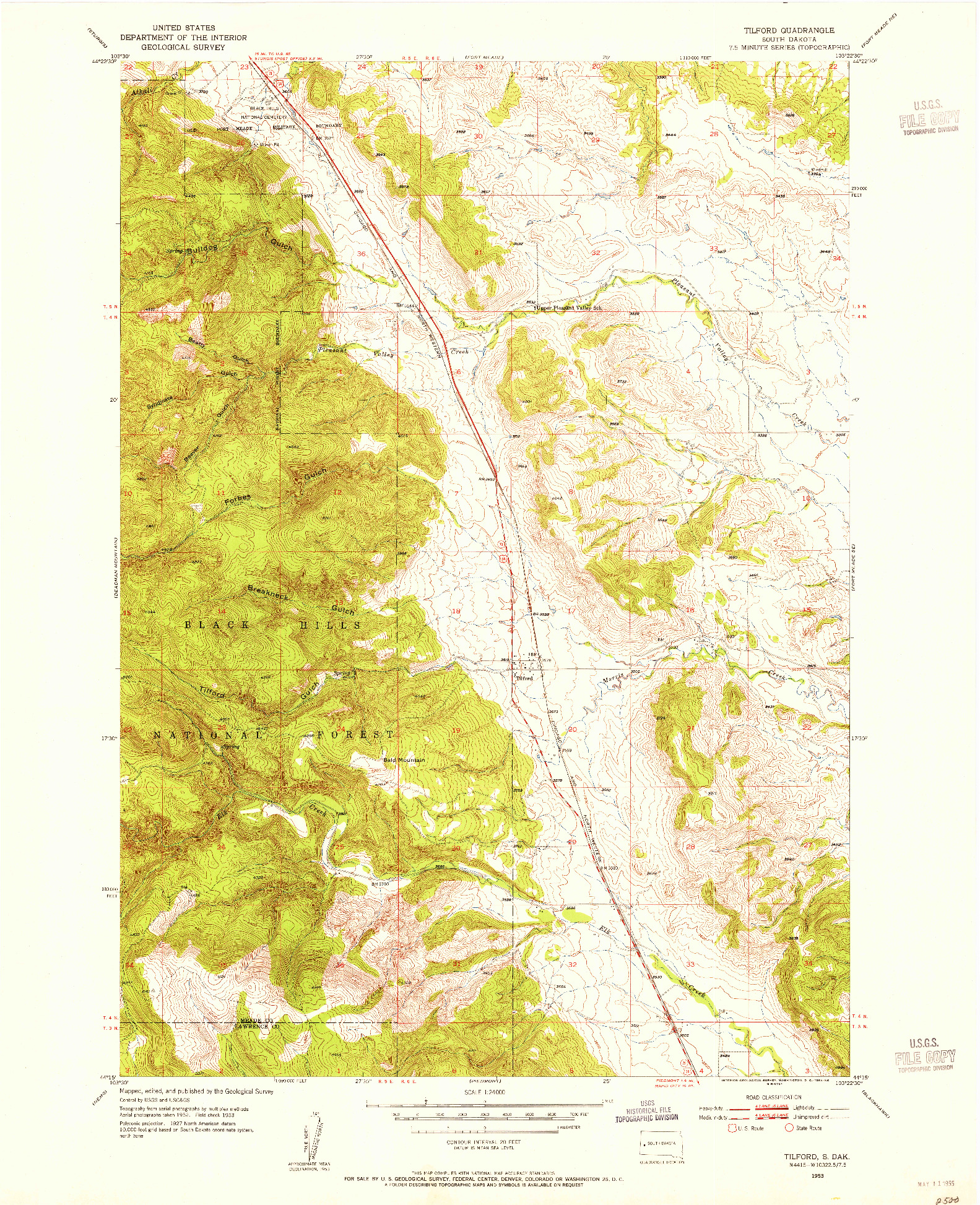 USGS 1:24000-SCALE QUADRANGLE FOR TILFORD, SD 1953