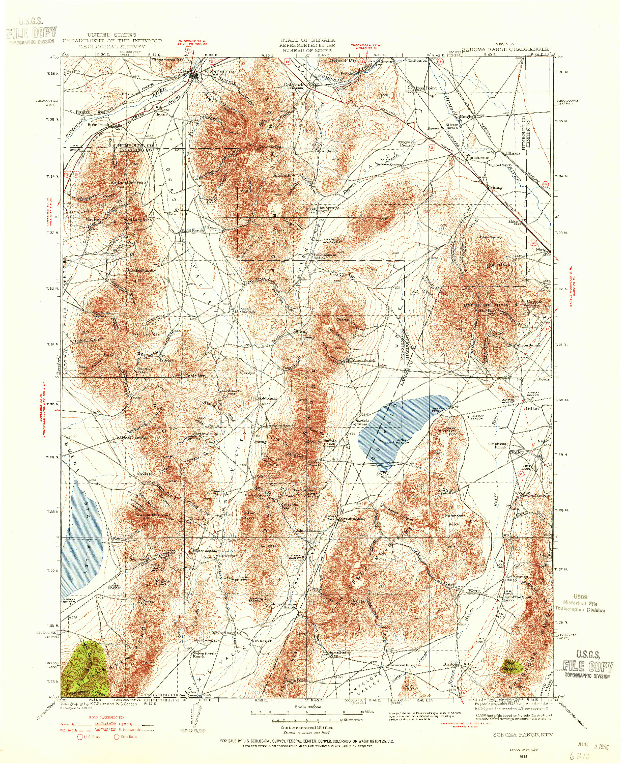 USGS 1:250000-SCALE QUADRANGLE FOR SONOMA RANGE, NV 1932