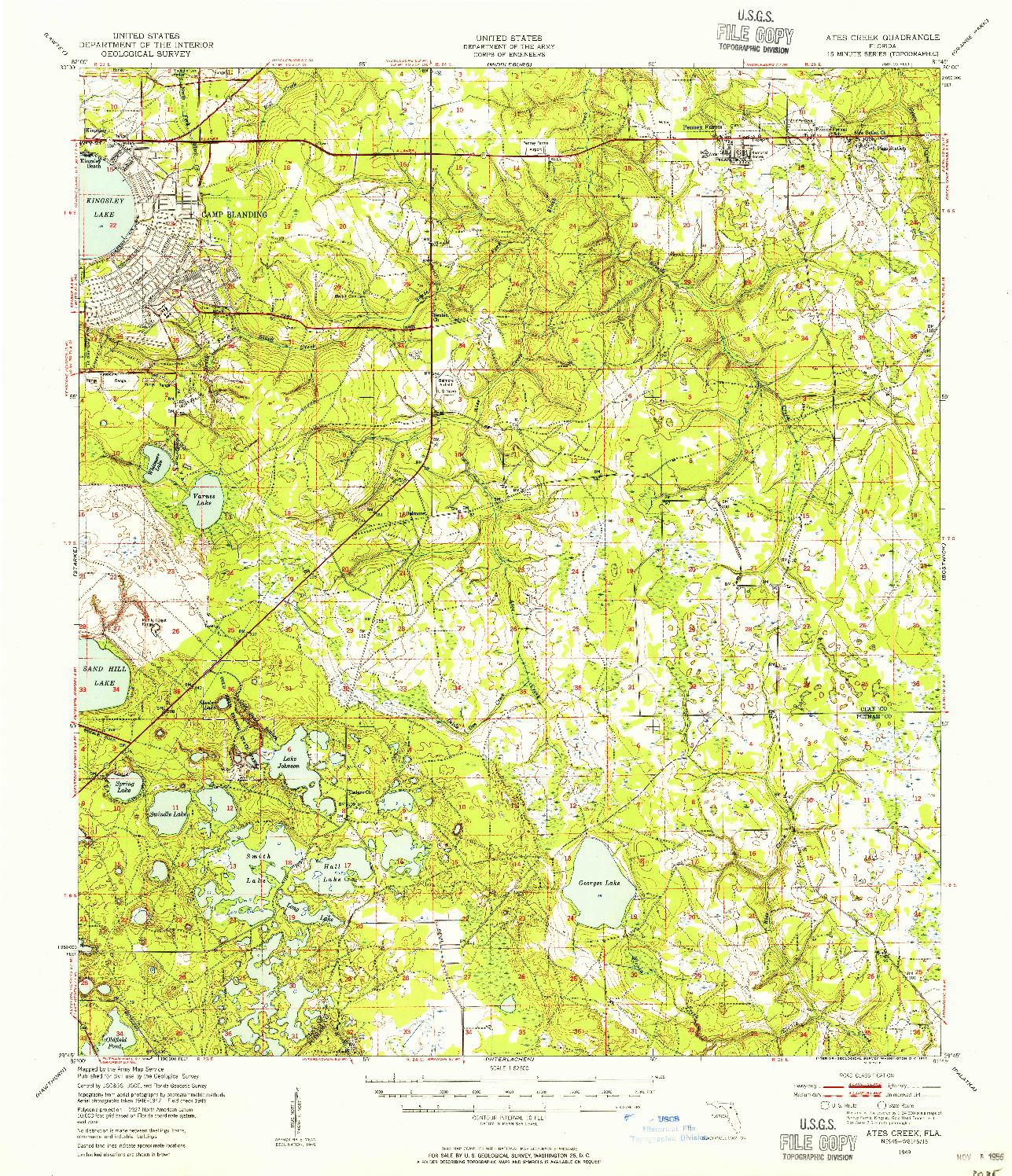 USGS 1:62500-SCALE QUADRANGLE FOR ATES CREEK, FL 1949