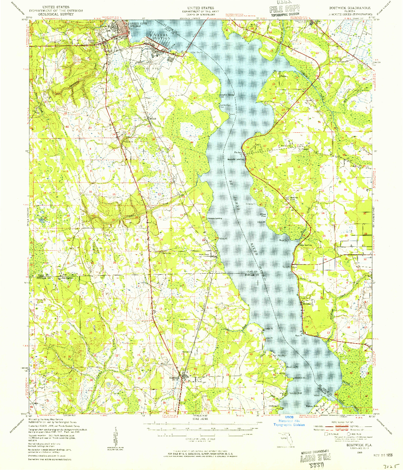 USGS 1:62500-SCALE QUADRANGLE FOR BOSTWICK, FL 1949