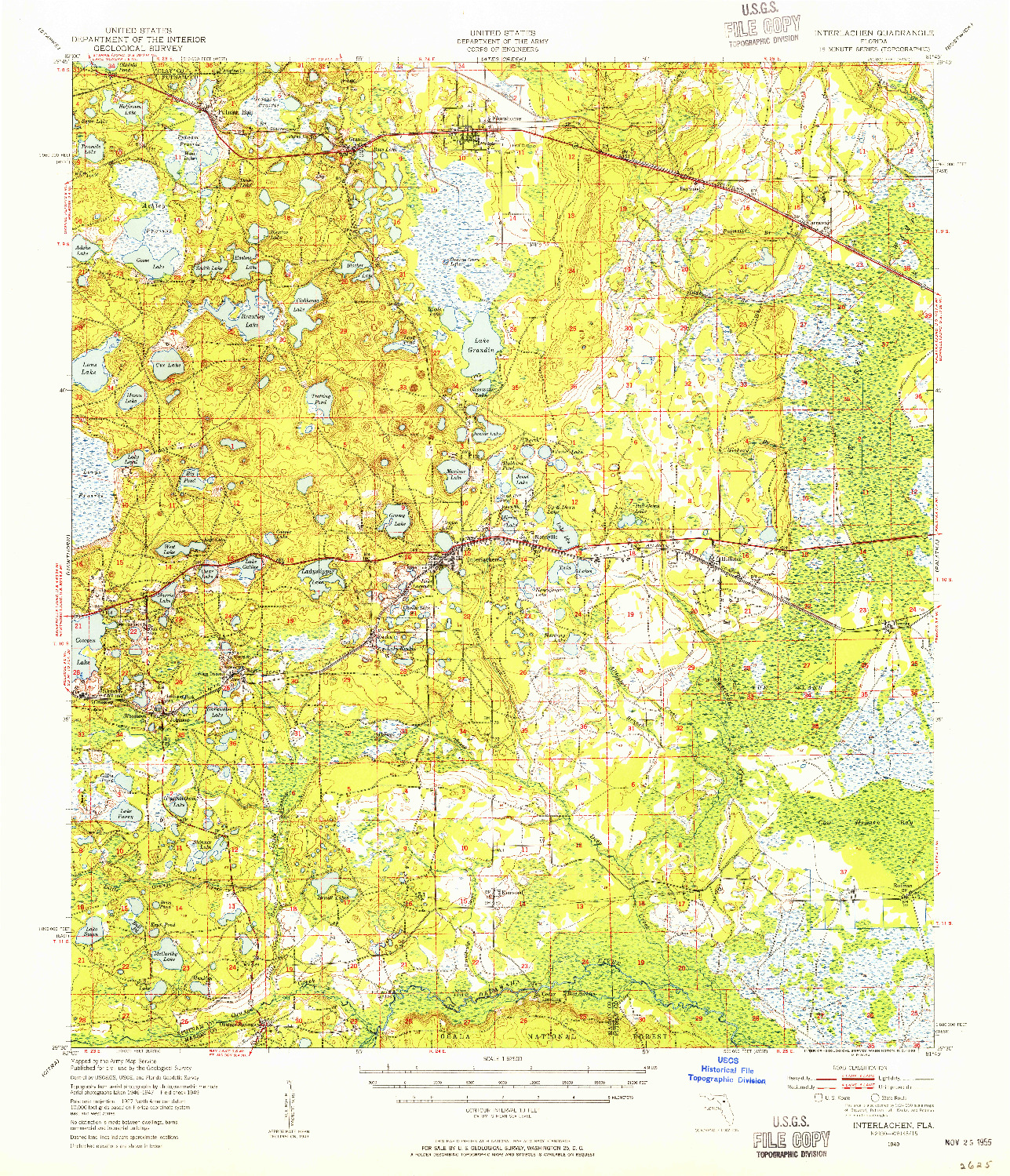 USGS 1:62500-SCALE QUADRANGLE FOR INTERLACHEN, FL 1949