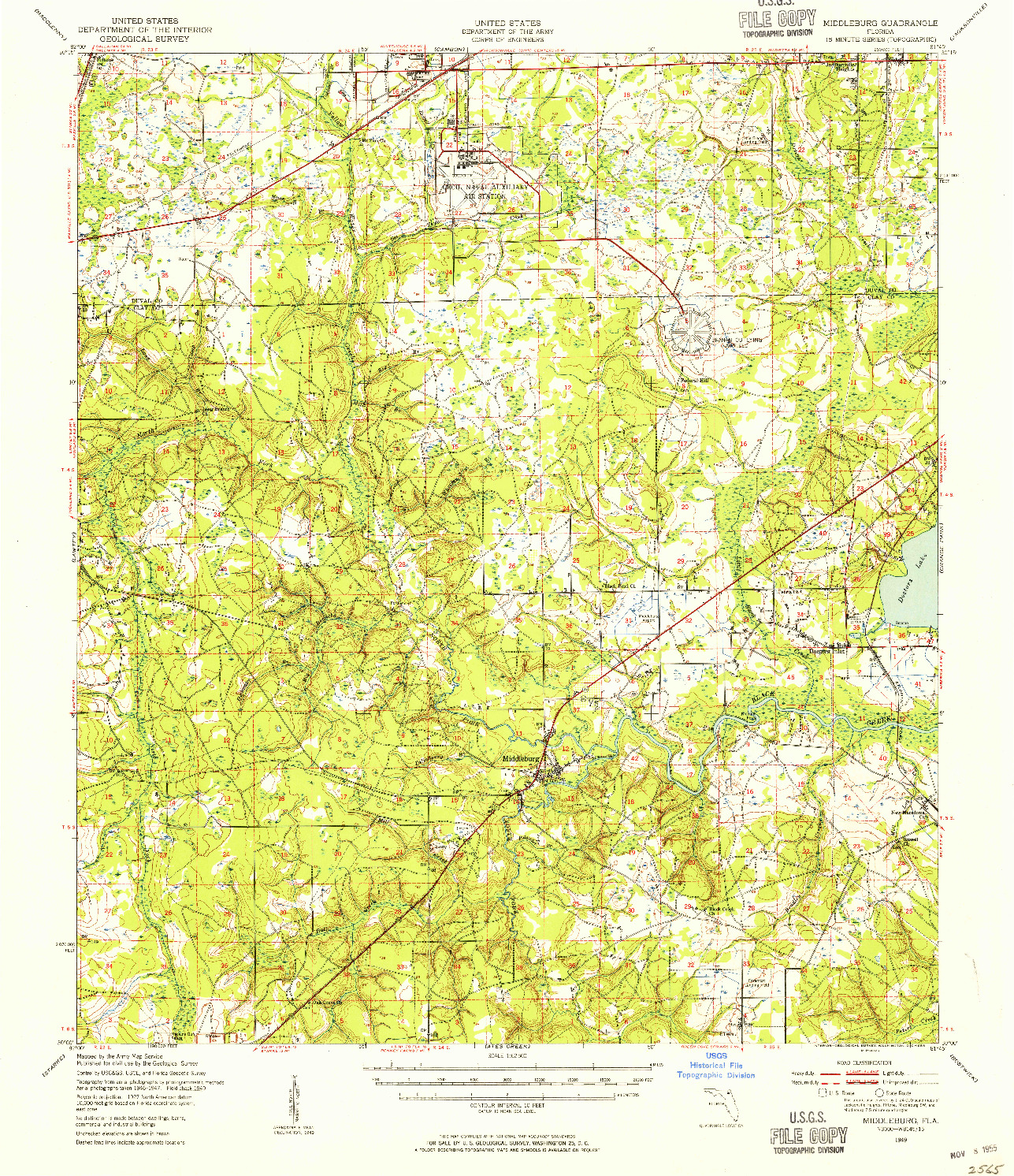 USGS 1:62500-SCALE QUADRANGLE FOR MIDDLEBURG, FL 1949