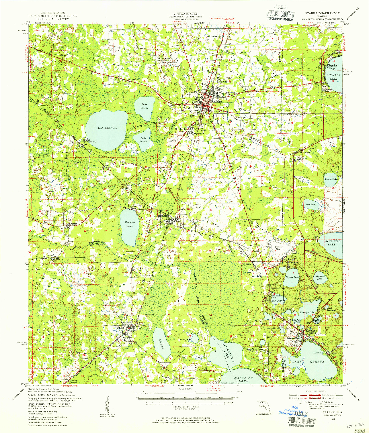 USGS 1:62500-SCALE QUADRANGLE FOR STARKE, FL 1949