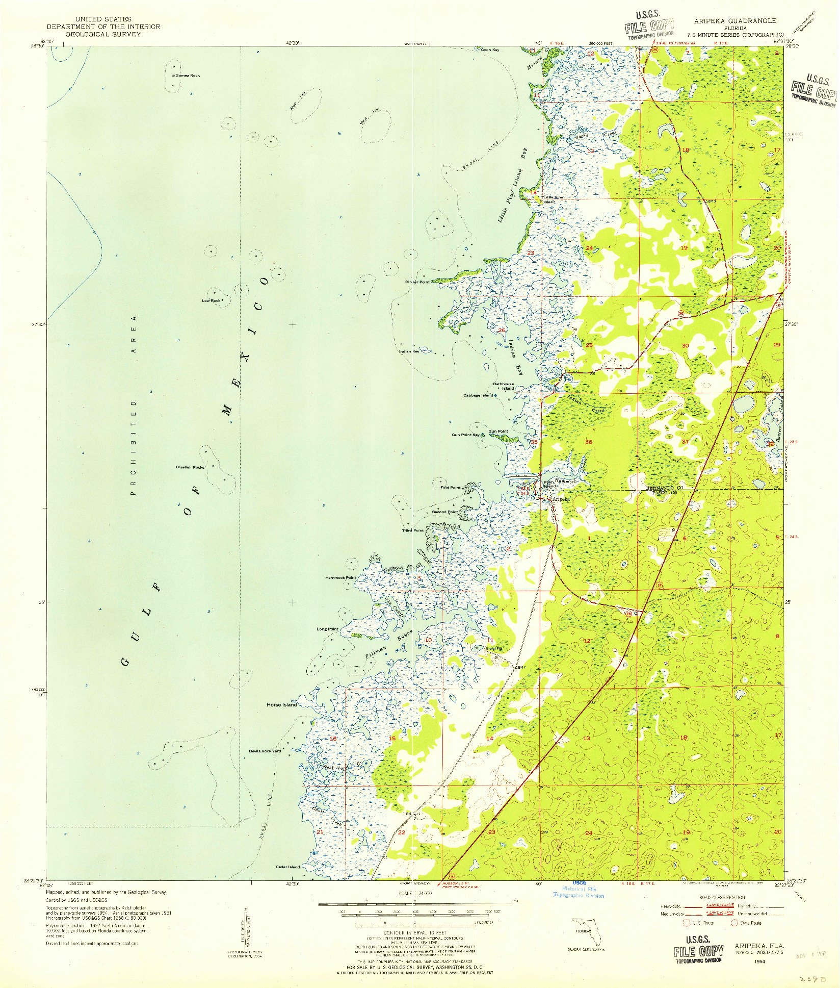 USGS 1:24000-SCALE QUADRANGLE FOR ARIPEKA, FL 1954