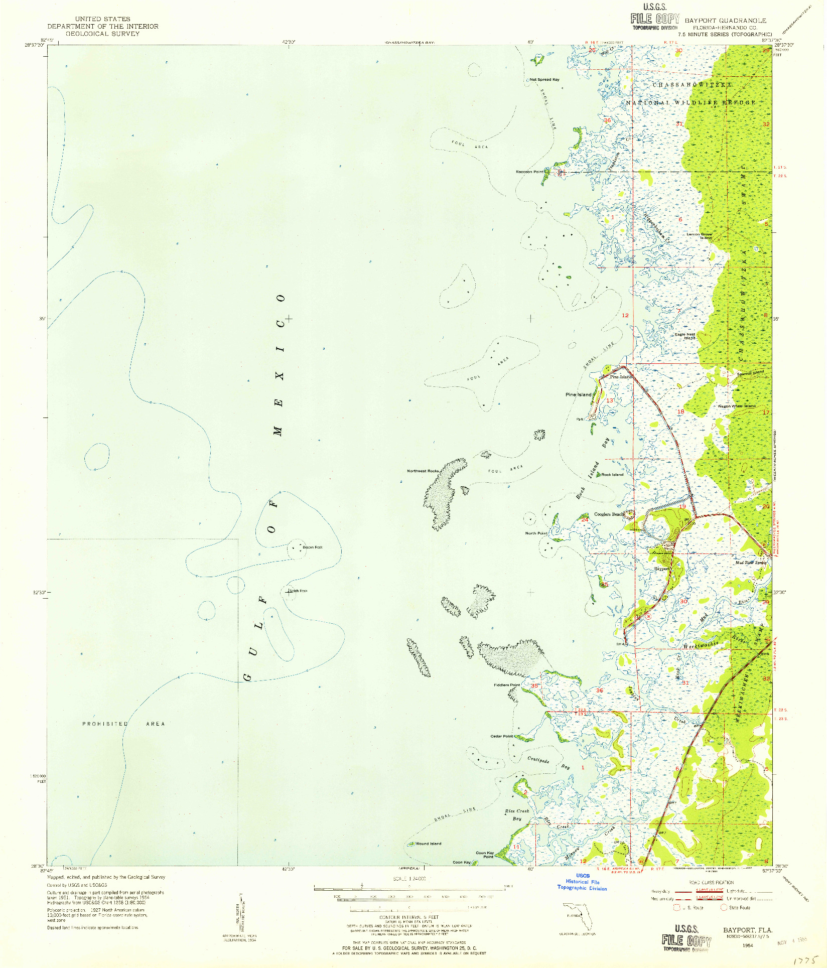 USGS 1:24000-SCALE QUADRANGLE FOR BAYPORT, FL 1954