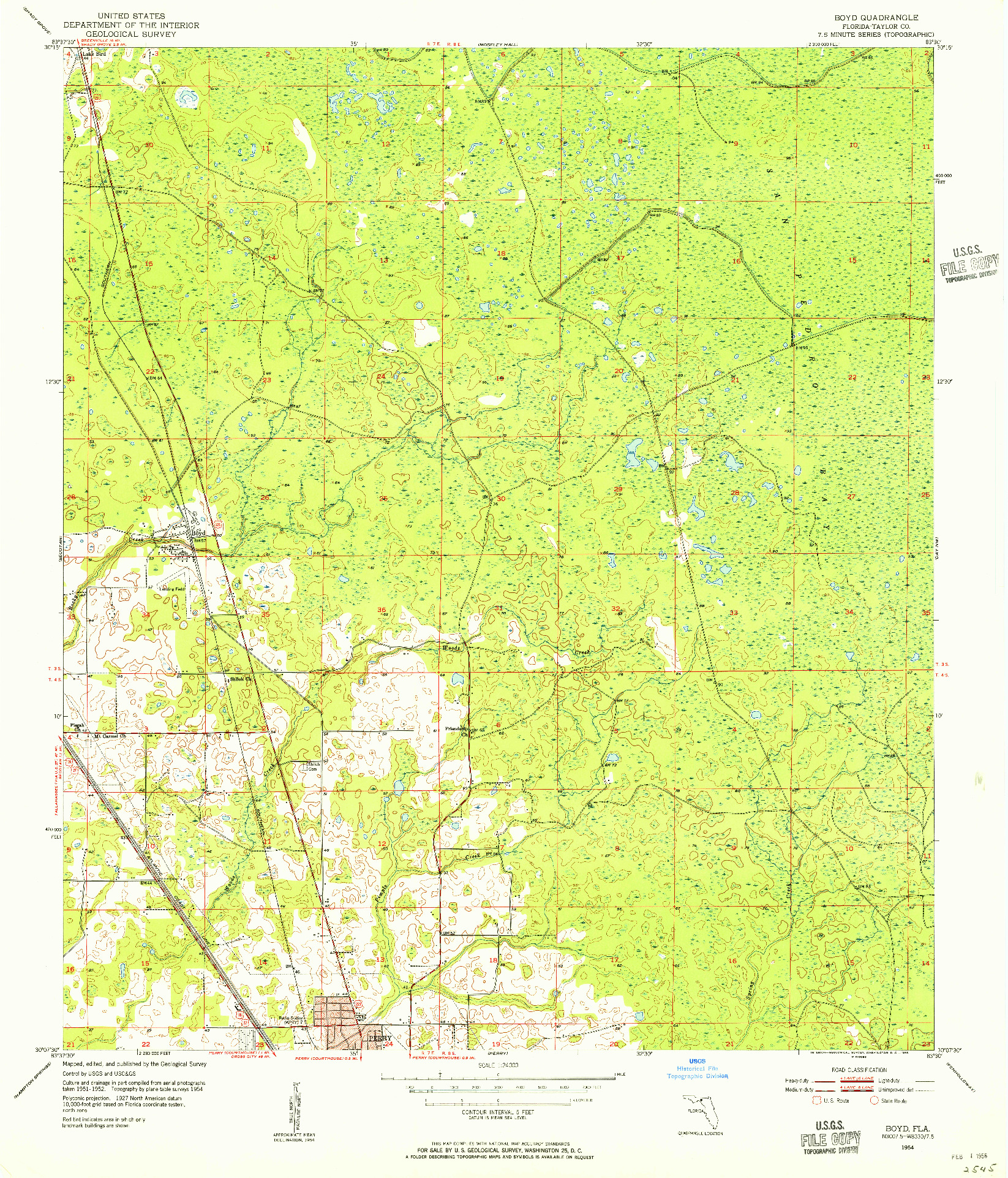 USGS 1:24000-SCALE QUADRANGLE FOR BOYD, FL 1954