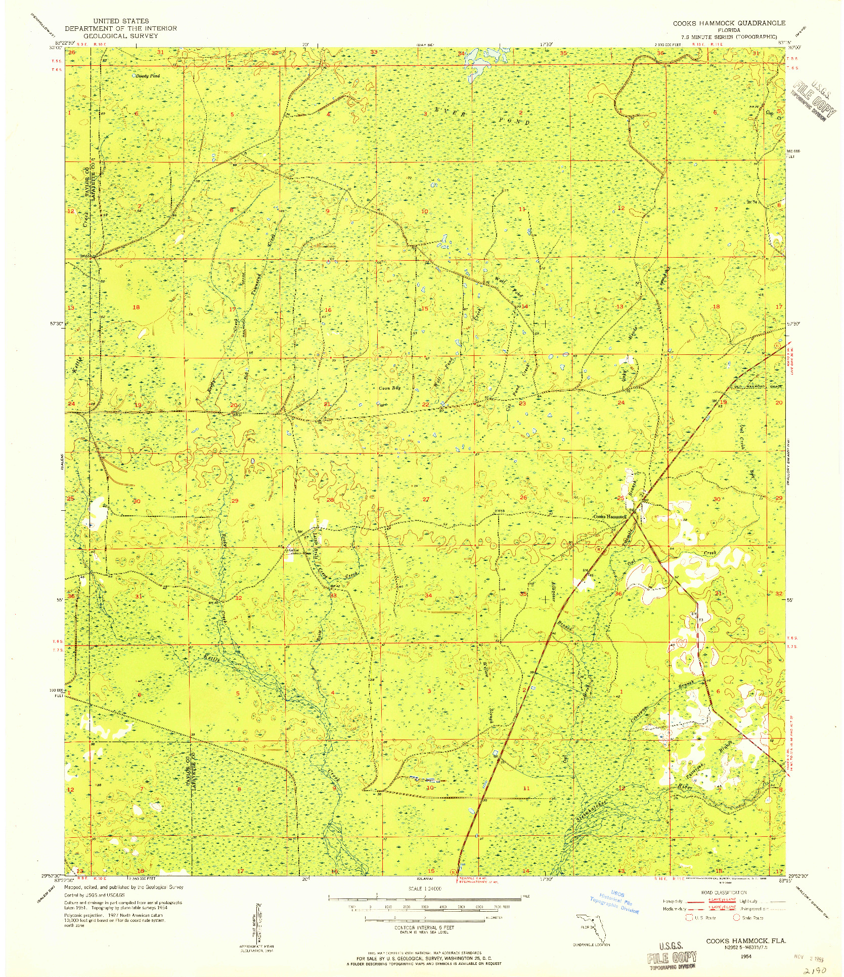 USGS 1:24000-SCALE QUADRANGLE FOR COOKS HAMMOCK, FL 1954