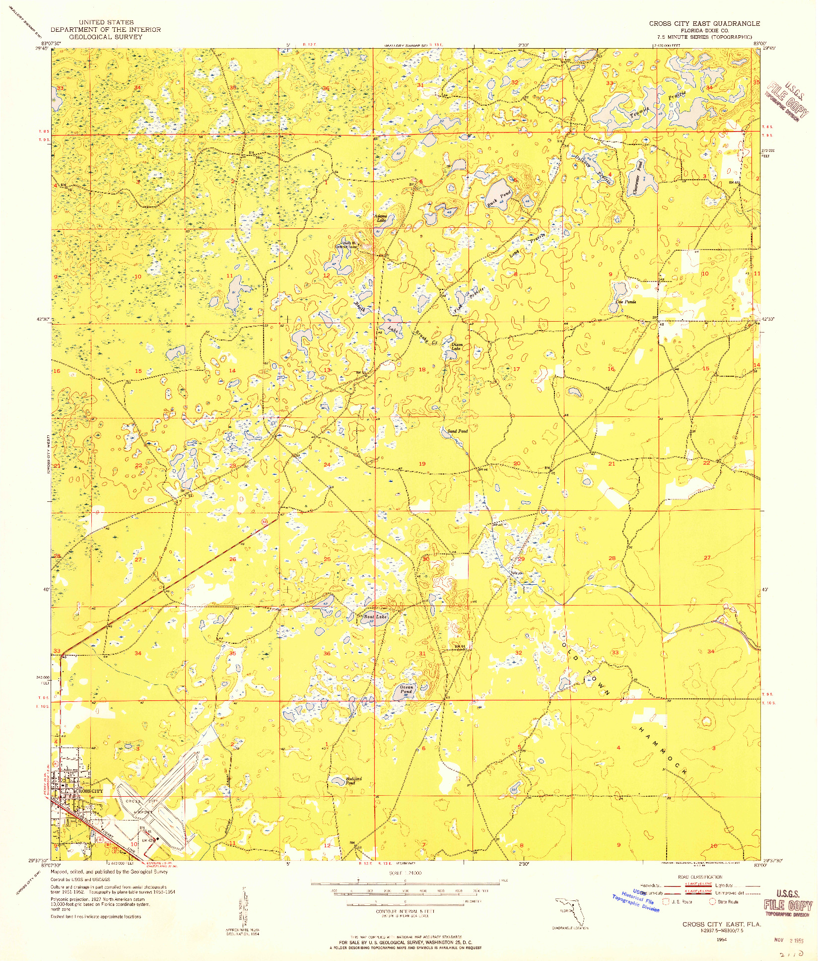 USGS 1:24000-SCALE QUADRANGLE FOR CROSS CITY EAST, FL 1954