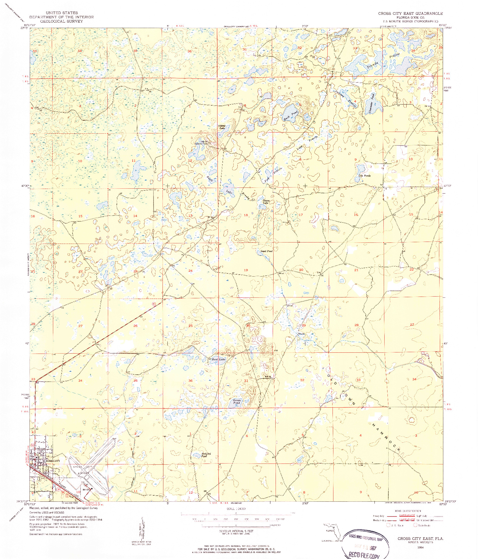 USGS 1:24000-SCALE QUADRANGLE FOR CROSS CITY EAST, FL 1954