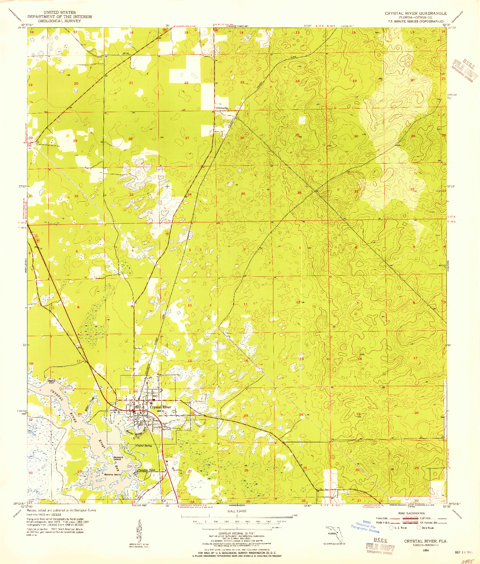 USGS 1:24000-SCALE QUADRANGLE FOR CRYSTAL RIVER, FL 1954