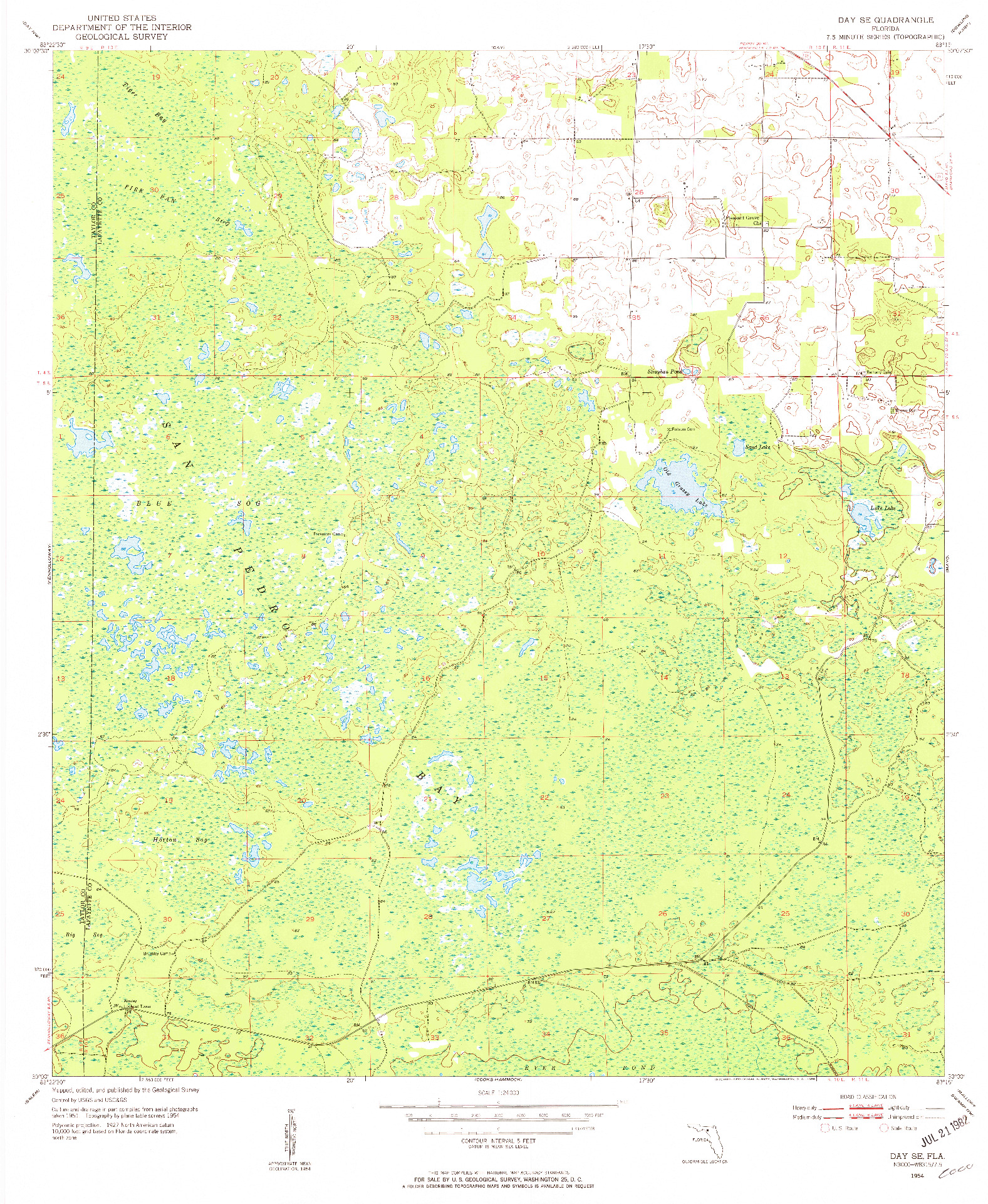 USGS 1:24000-SCALE QUADRANGLE FOR DAY SE, FL 1954