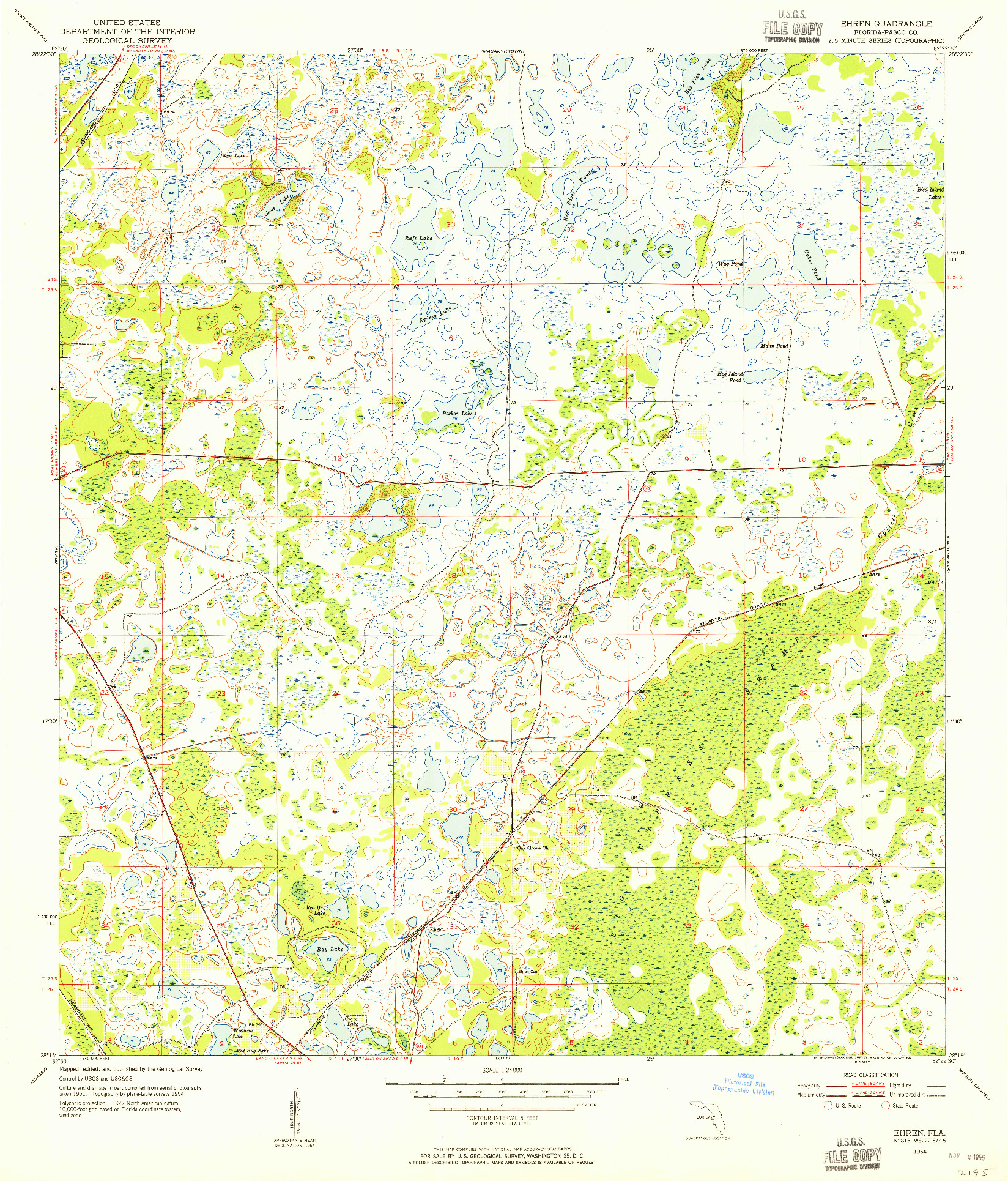 USGS 1:24000-SCALE QUADRANGLE FOR EHREN, FL 1954