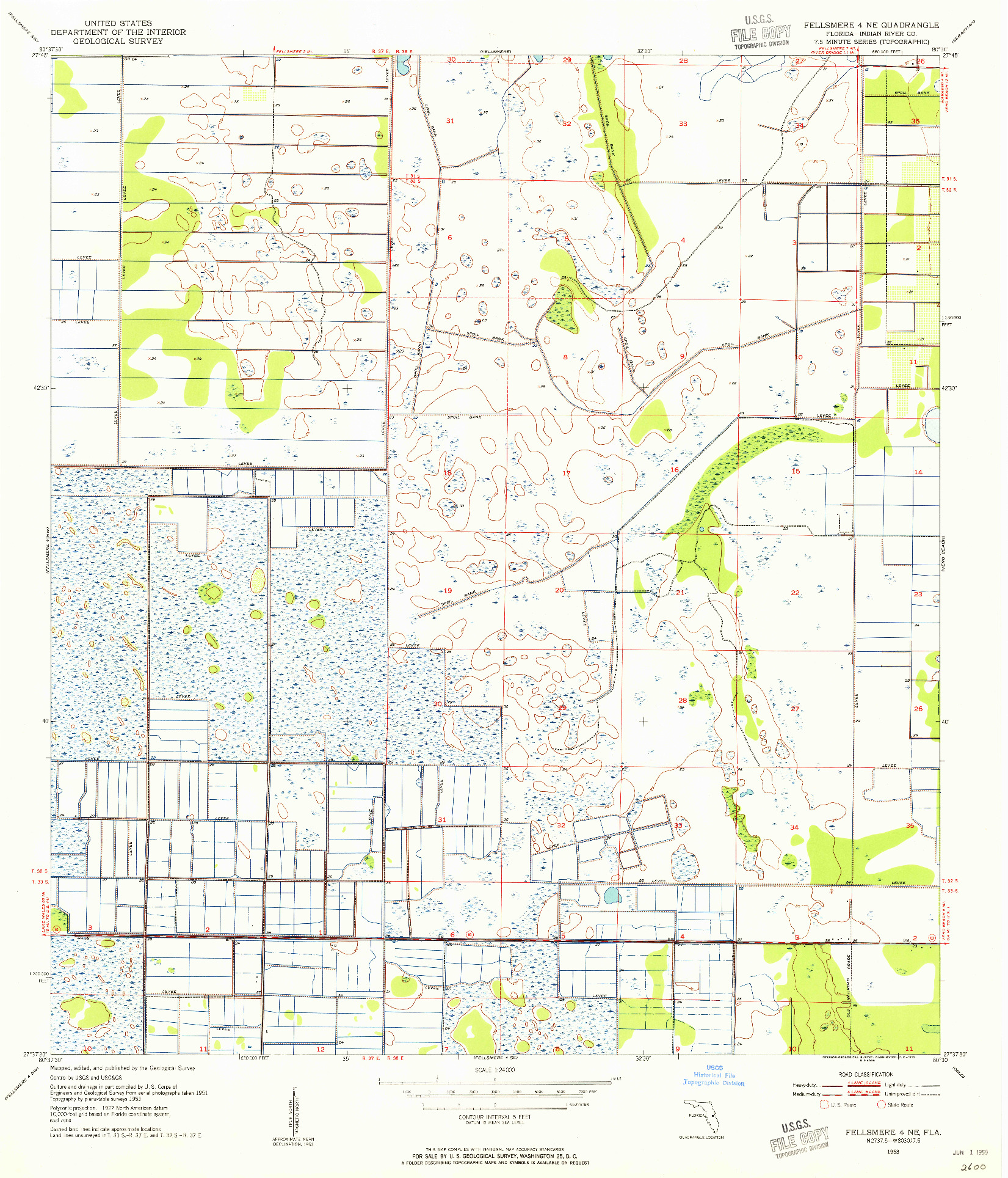 USGS 1:24000-SCALE QUADRANGLE FOR FELLSMERE 4 NE, FL 1953