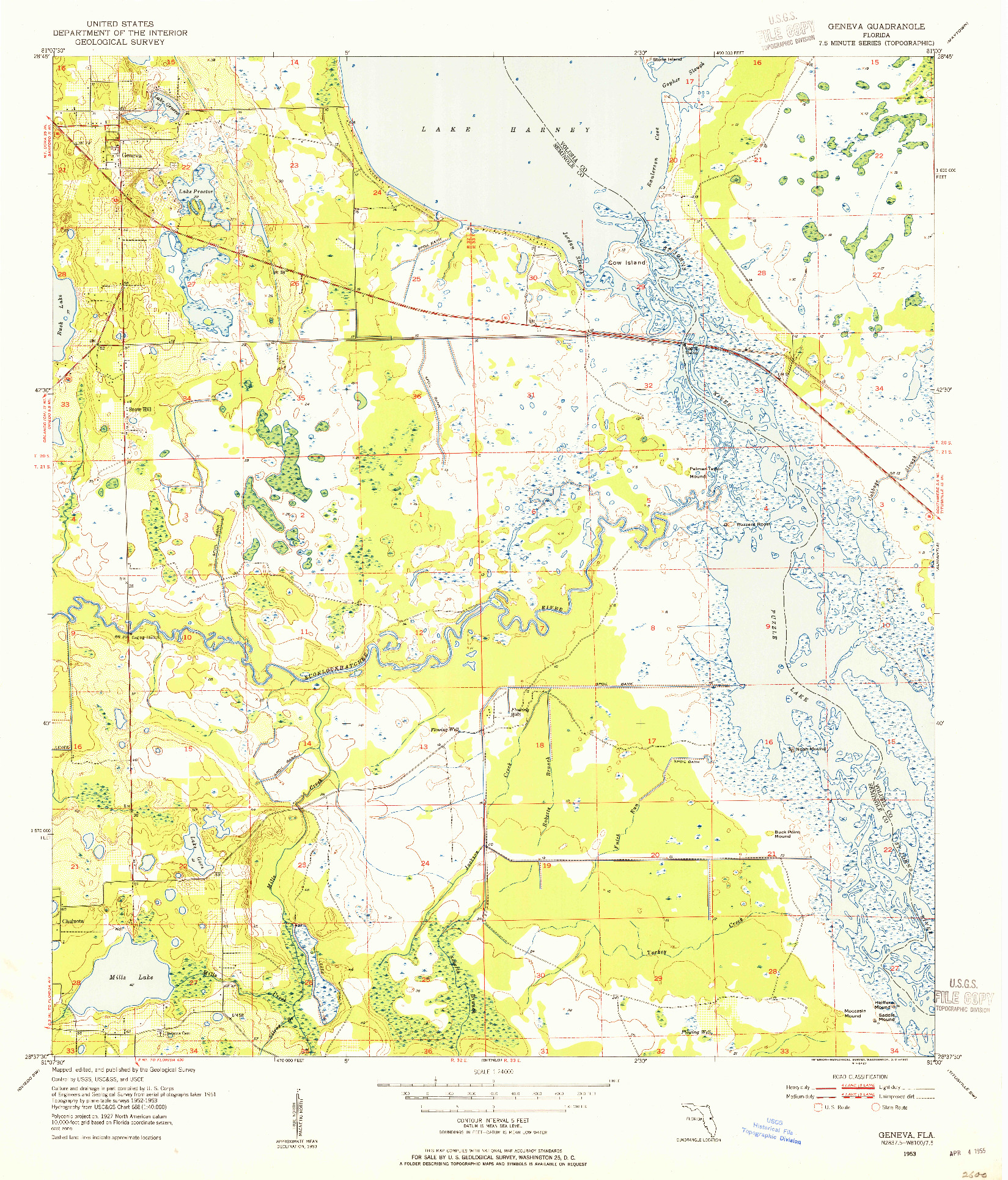 USGS 1:24000-SCALE QUADRANGLE FOR GENEVA, FL 1953