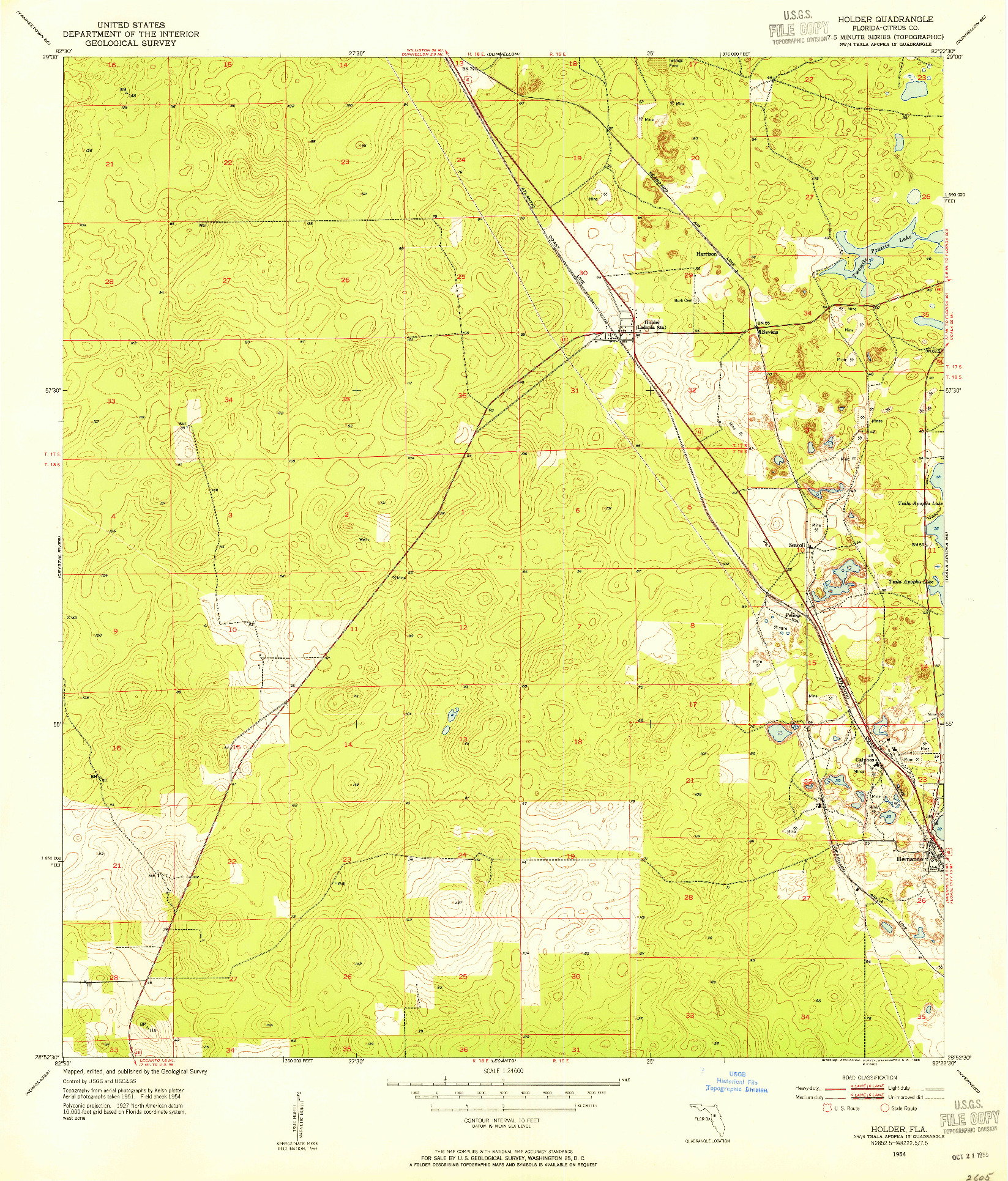 USGS 1:24000-SCALE QUADRANGLE FOR HOLDER, FL 1954