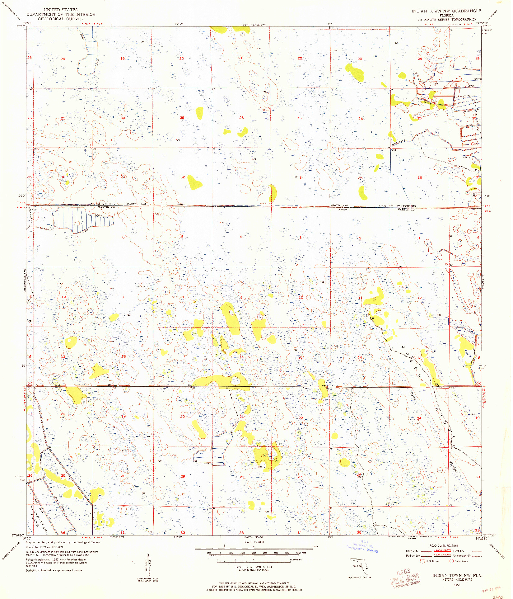 USGS 1:24000-SCALE QUADRANGLE FOR INDIAN TOWN NW, FL 1953