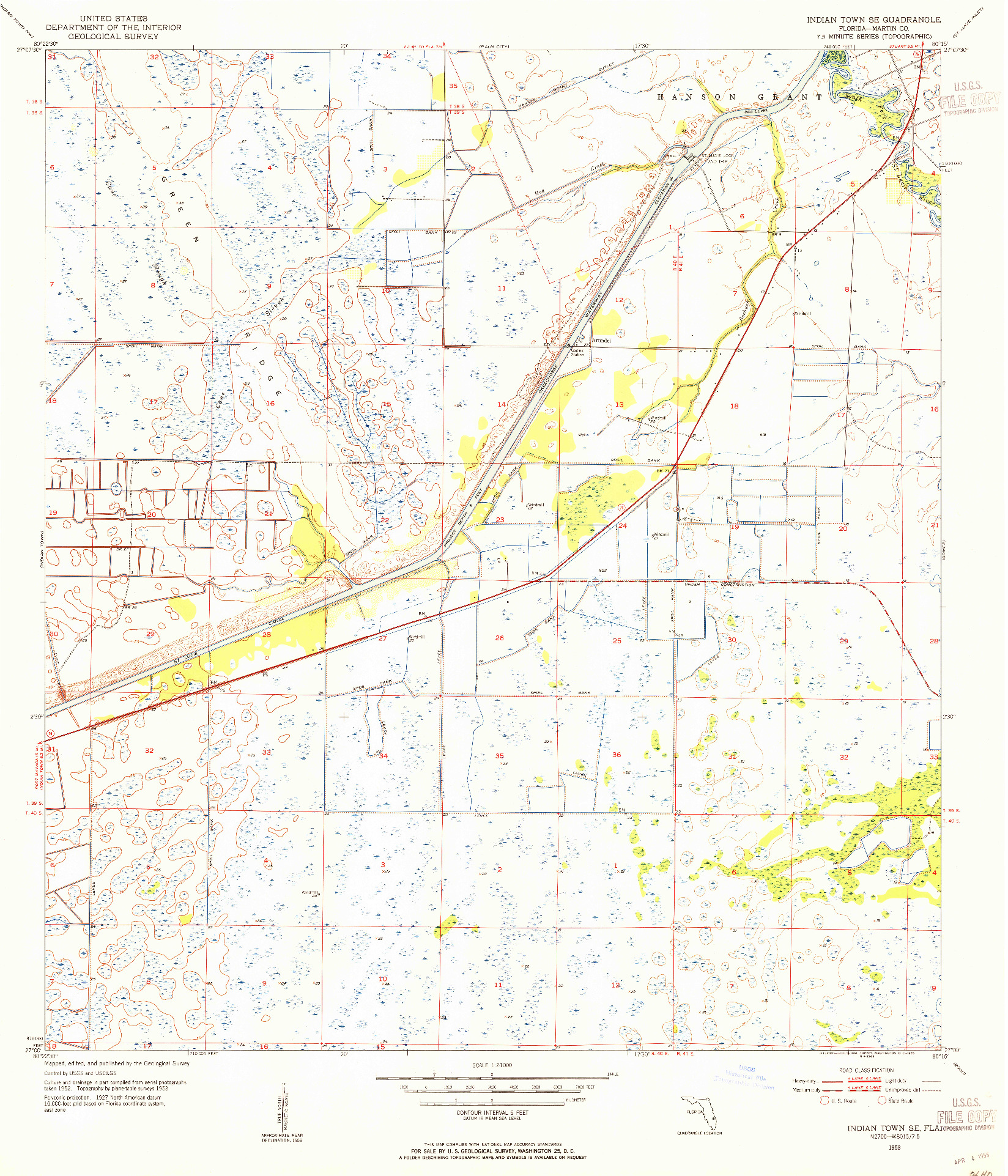 USGS 1:24000-SCALE QUADRANGLE FOR INDIAN TOWN SE, FL 1953