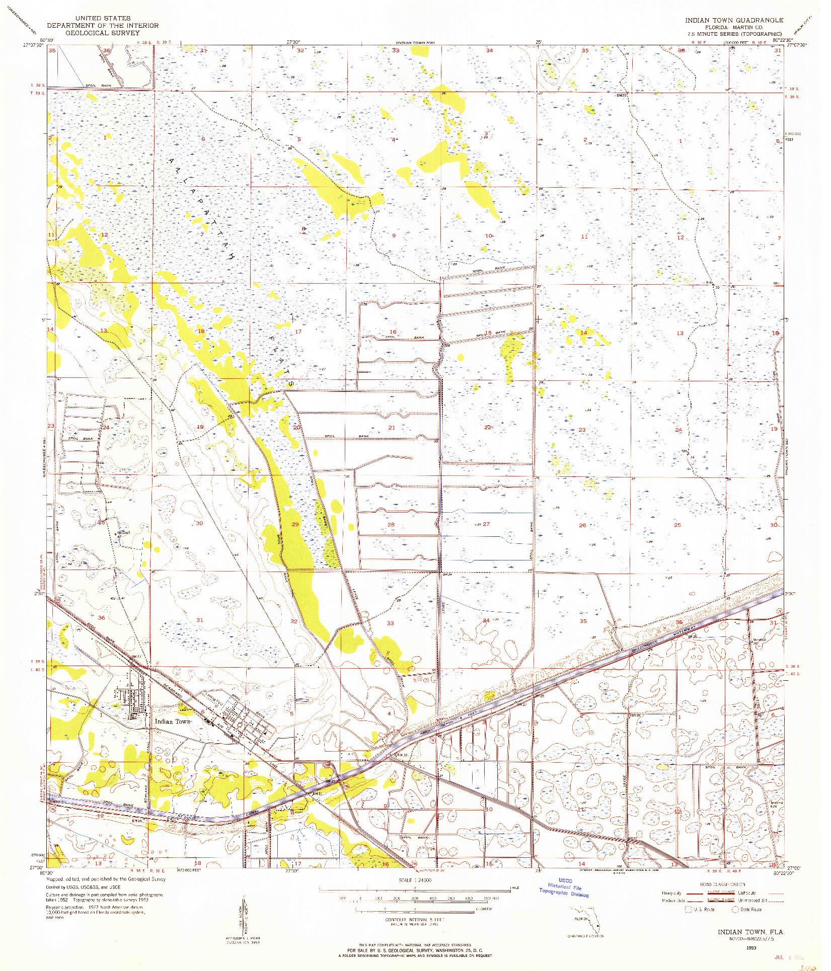 USGS 1:24000-SCALE QUADRANGLE FOR INDIAN TOWN, FL 1953