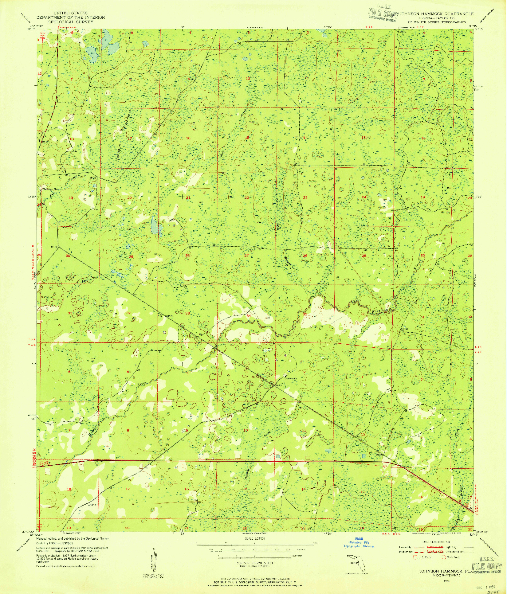 USGS 1:24000-SCALE QUADRANGLE FOR JOHNSON HAMMOCK, FL 1954