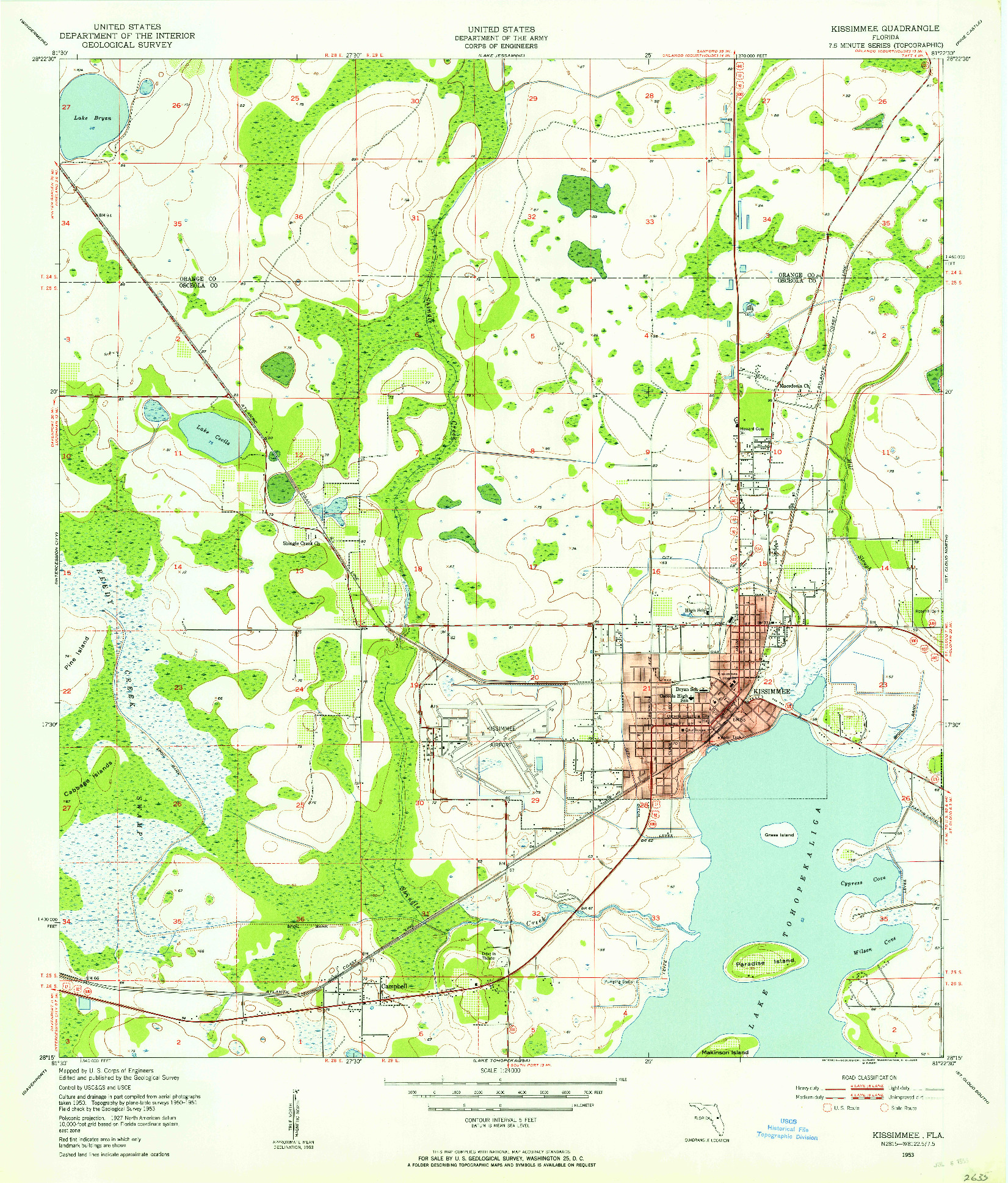 USGS 1:24000-SCALE QUADRANGLE FOR KISSIMMEE, FL 1953