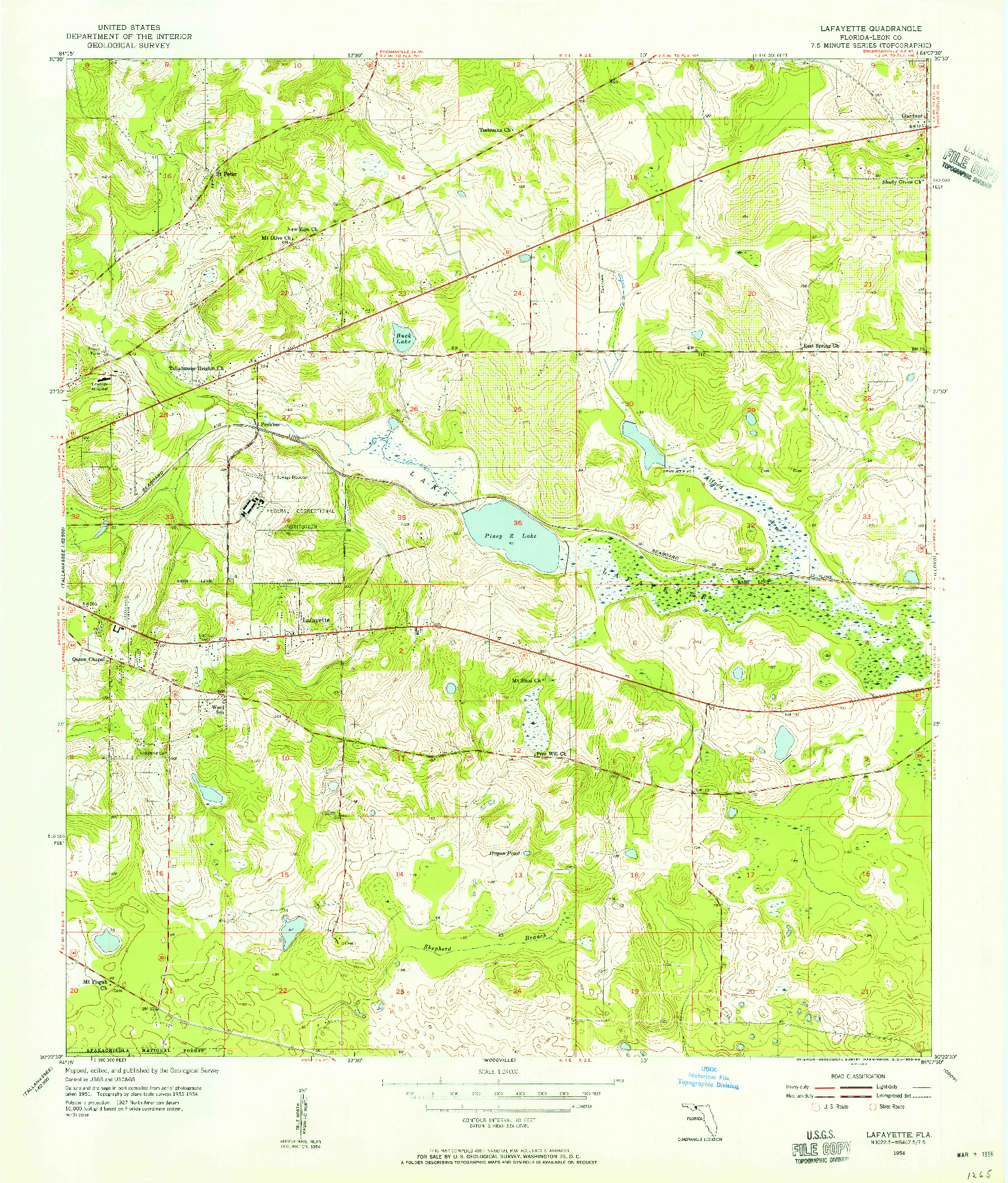 USGS 1:24000-SCALE QUADRANGLE FOR LAFAYETTE, FL 1954