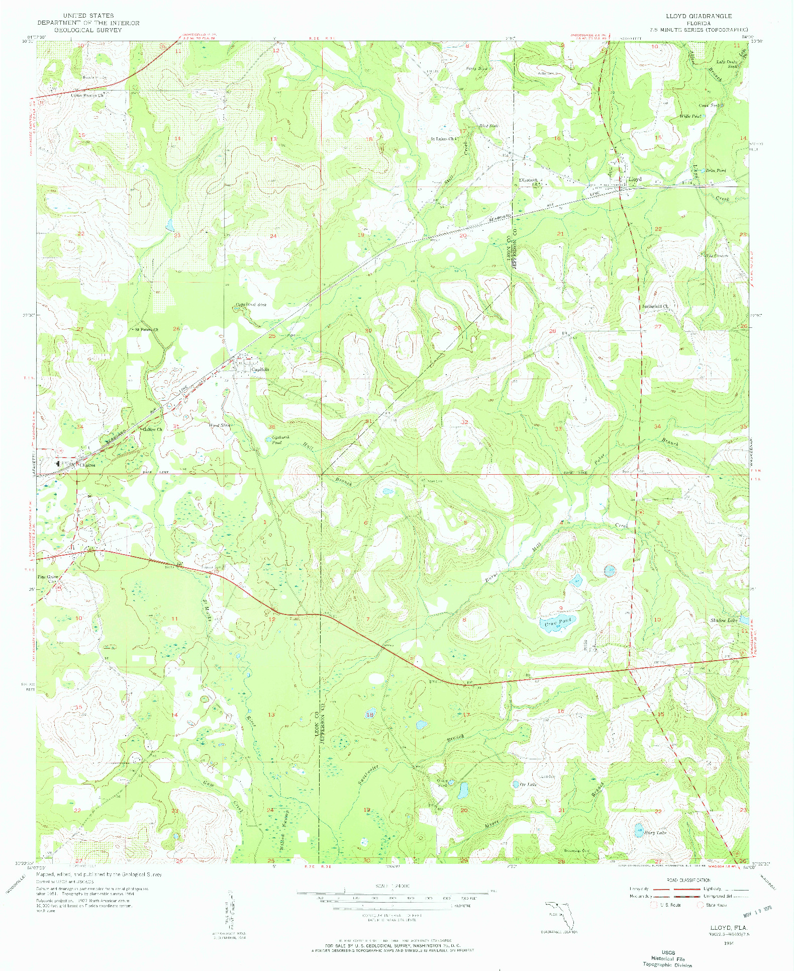 USGS 1:24000-SCALE QUADRANGLE FOR LLOYD, FL 1954