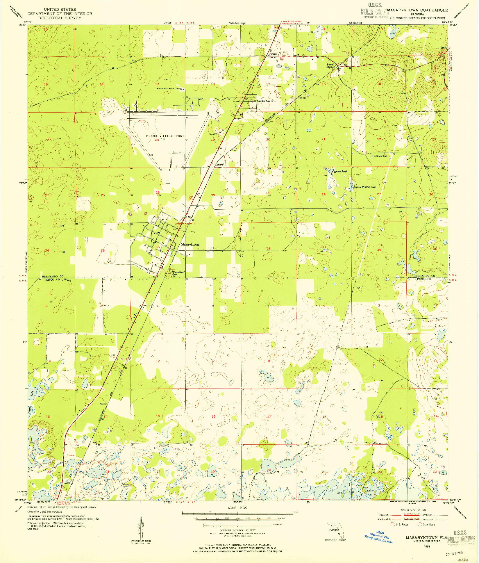 USGS 1:24000-SCALE QUADRANGLE FOR MASARYKTOWN, FL 1954