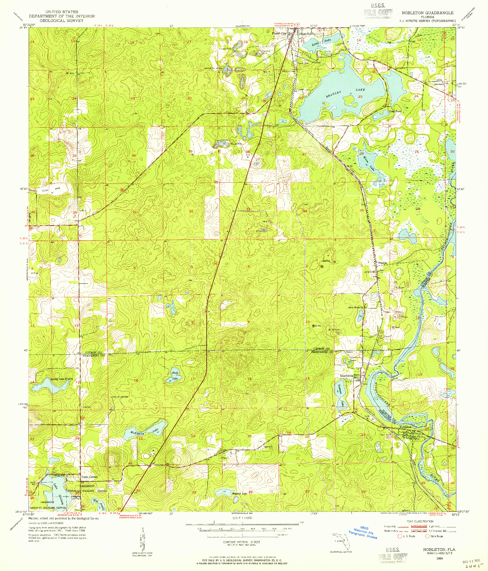 USGS 1:24000-SCALE QUADRANGLE FOR NOBLETON, FL 1954