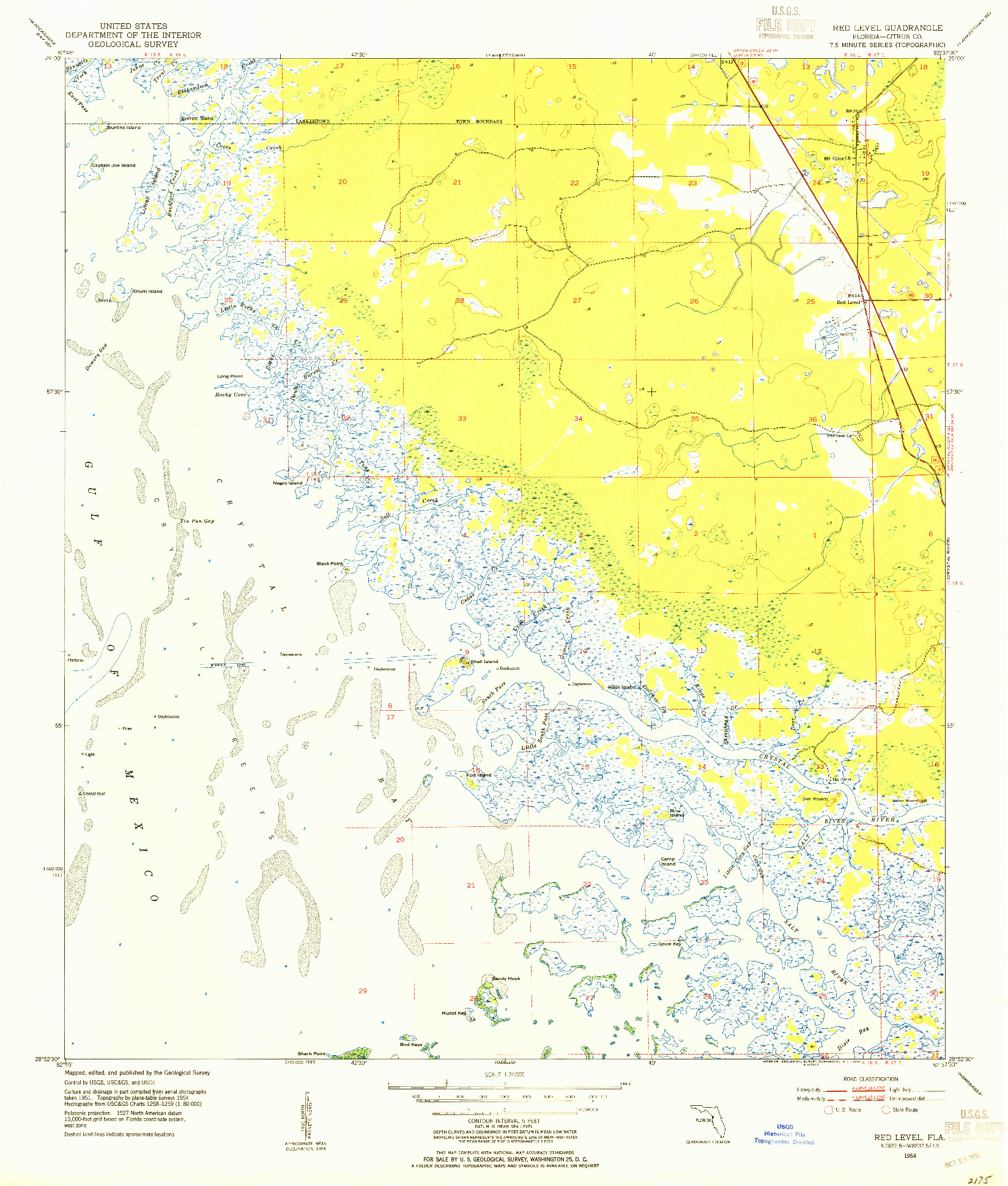 USGS 1:24000-SCALE QUADRANGLE FOR RED LEVEL, FL 1954