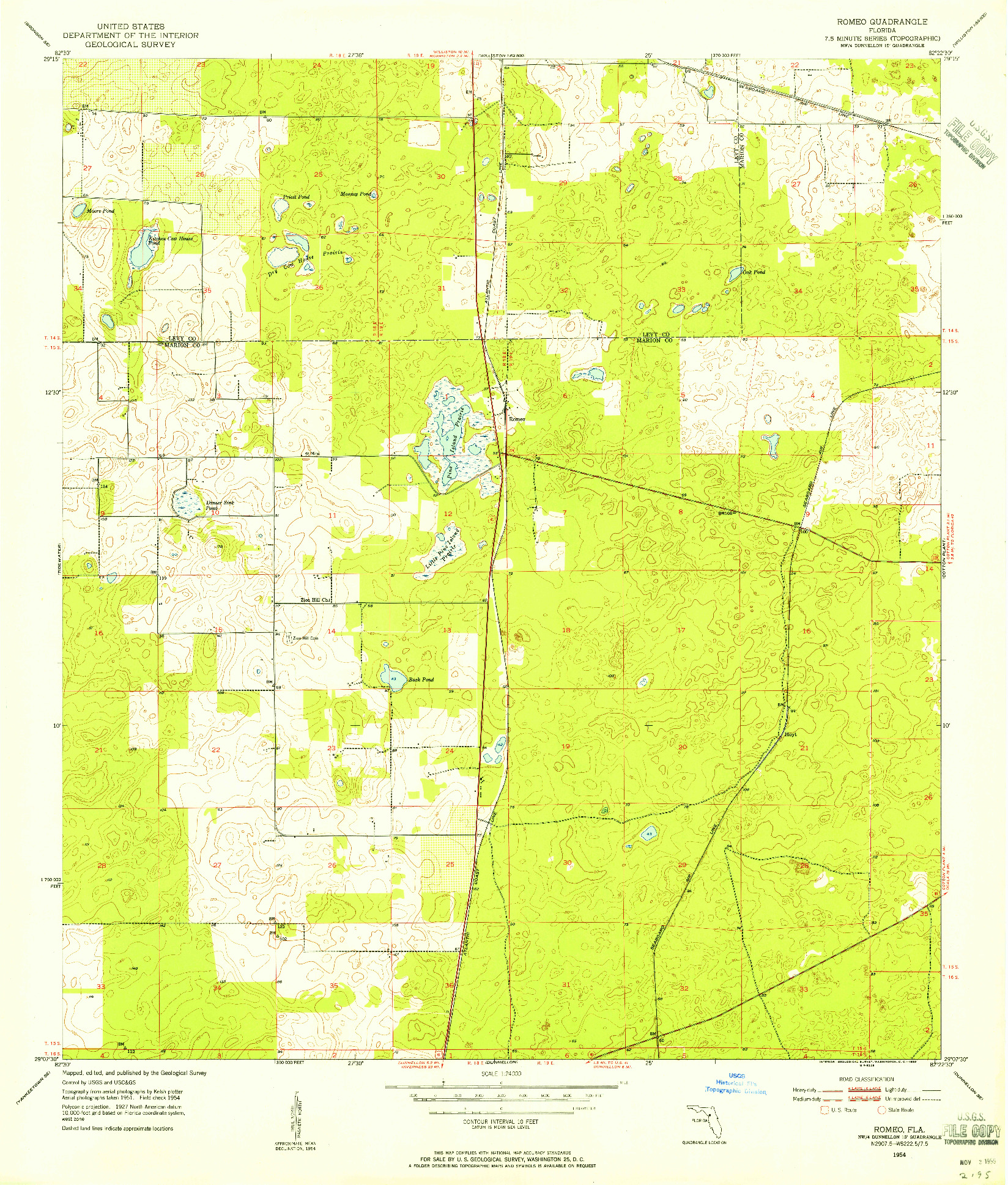 USGS 1:24000-SCALE QUADRANGLE FOR ROMEO, FL 1954