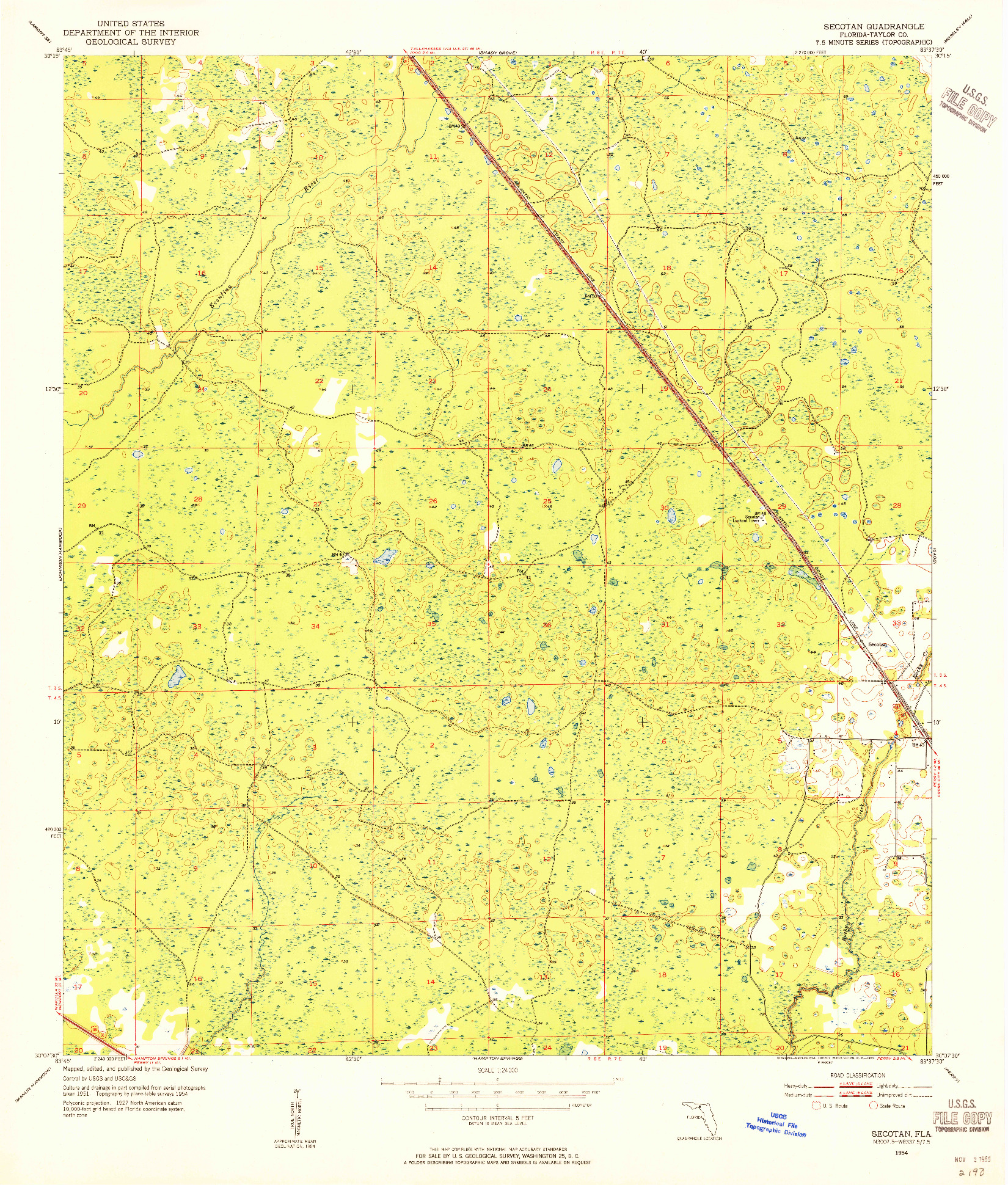 USGS 1:24000-SCALE QUADRANGLE FOR SECOTAN, FL 1954