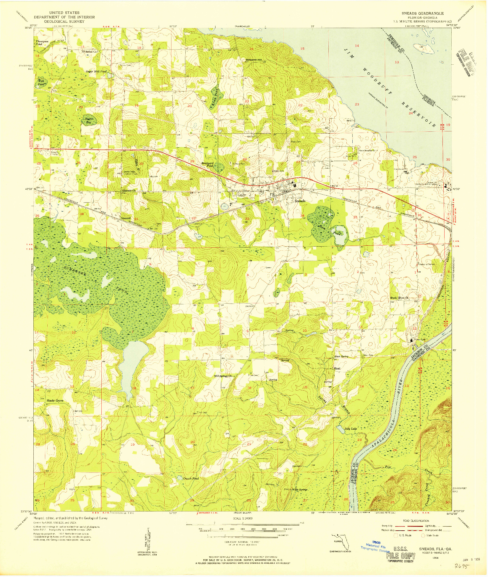 USGS 1:24000-SCALE QUADRANGLE FOR SNEADS, FL 1954