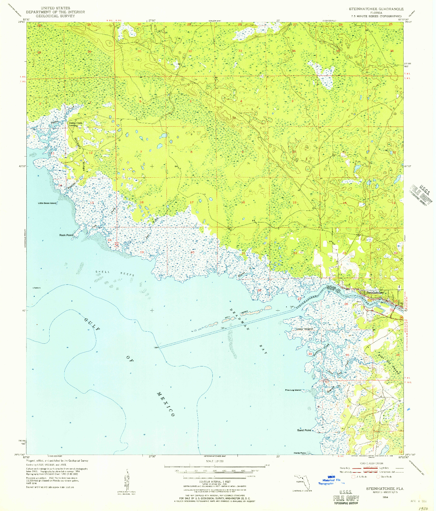 USGS 1:24000-SCALE QUADRANGLE FOR STEINHATCHEE, FL 1954