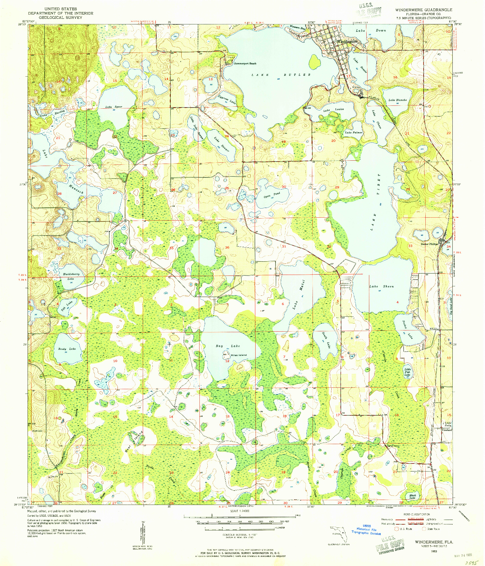 USGS 1:24000-SCALE QUADRANGLE FOR WINDERMERE, FL 1953