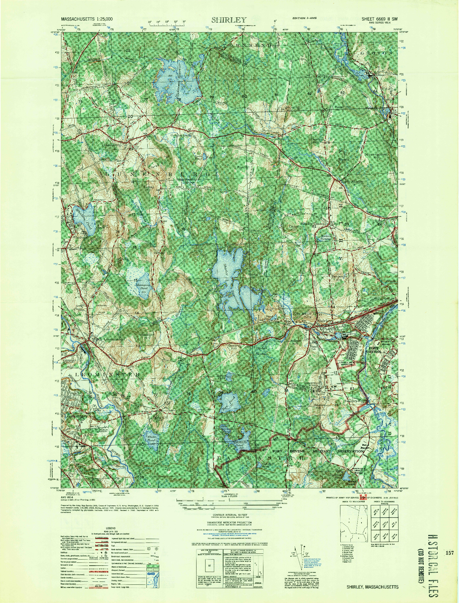 USGS 1:25000-SCALE QUADRANGLE FOR SHIRLEY, MA 1955