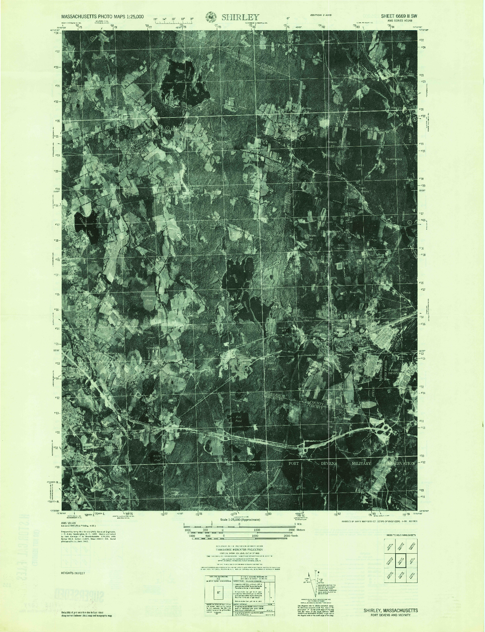 USGS 1:25000-SCALE QUADRANGLE FOR SHIRLEY, MA 1955